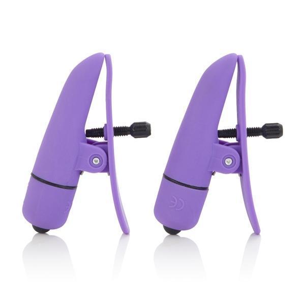 California Exotics - Nipple Play Nipplettes Clamps (Purple) - Nipple Clamps (Vibration) Non Rechargeable Durio.sg
