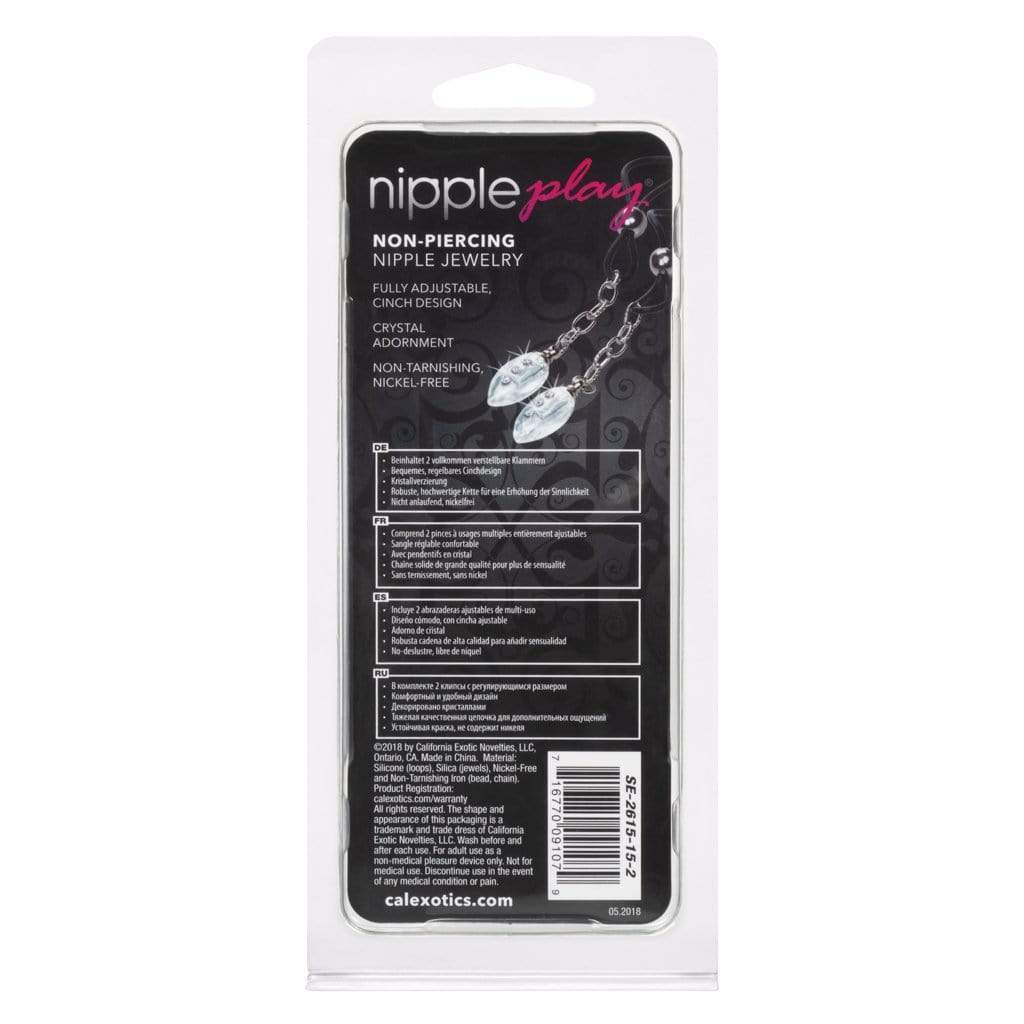 California Exotics - Nipple Play Non Piercing Nipple Jewelry Crystal Teardrop (Black) - Nipple Clamps (Non Vibration) Durio.sg