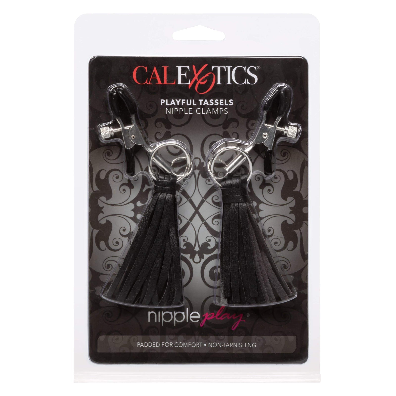 California Exotics - Nipple Play Playful Tassels Nipple Clamps (Black) - Nipple Clamps (Non Vibration) Durio.sg