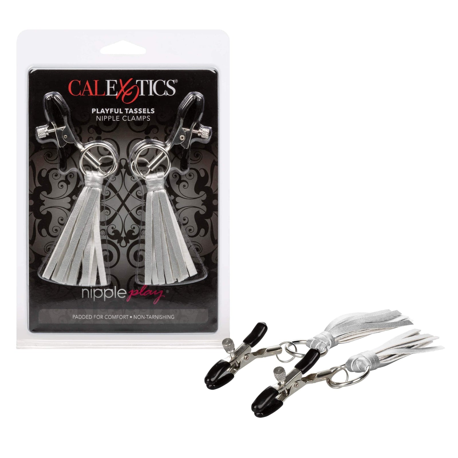 California Exotics - Nipple Play Playful Tassels Nipple Clamps (Silver) - Nipple Clamps (Non Vibration) Durio.sg