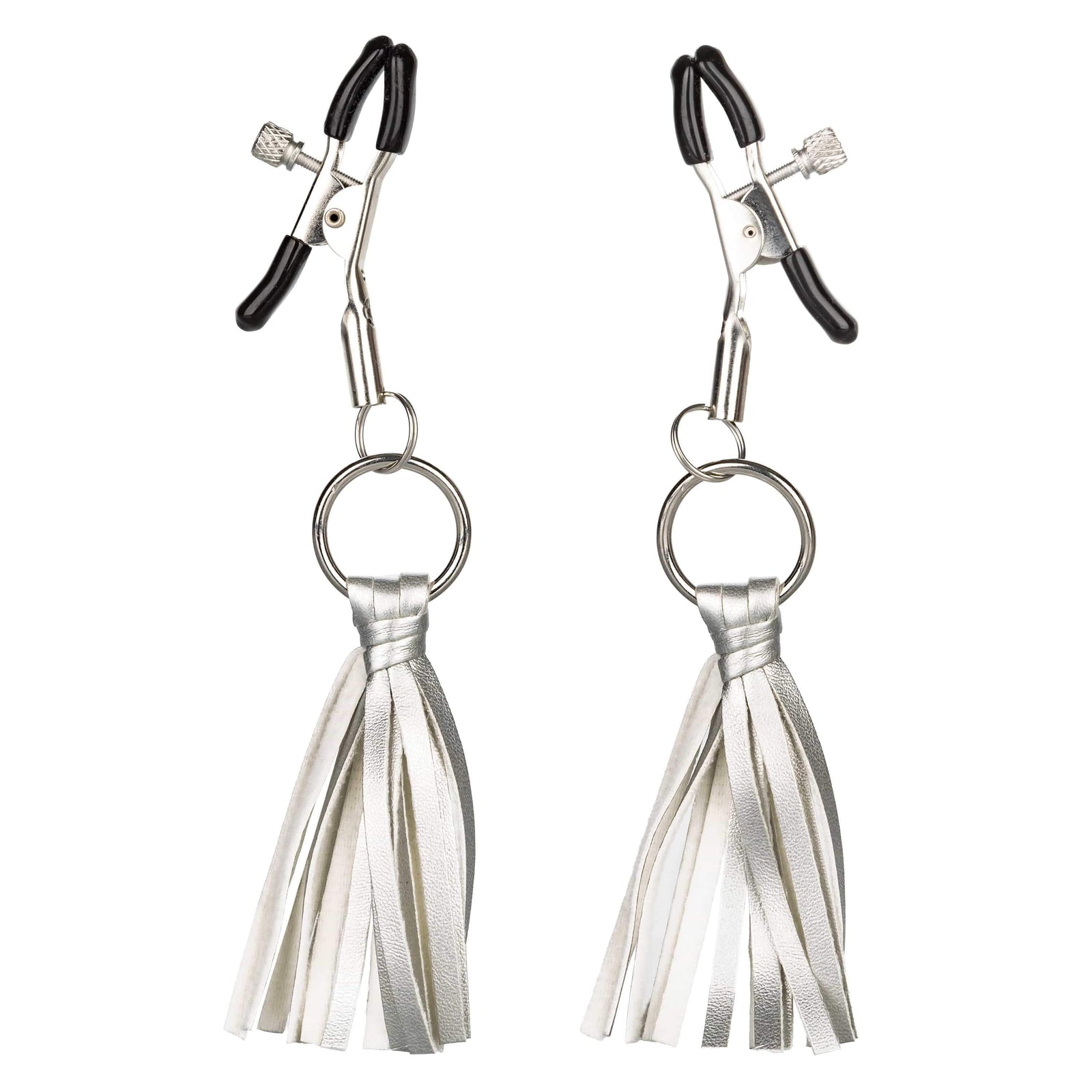 California Exotics - Nipple Play Playful Tassels Nipple Clamps (Silver) - Nipple Clamps (Non Vibration) Durio.sg