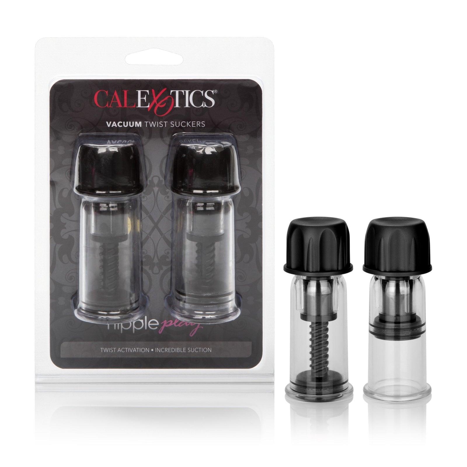 California Exotics - Nipple Play Vacuum Twist Suckers (Black) - Nipple Clamps (Non Vibration) Durio.sg