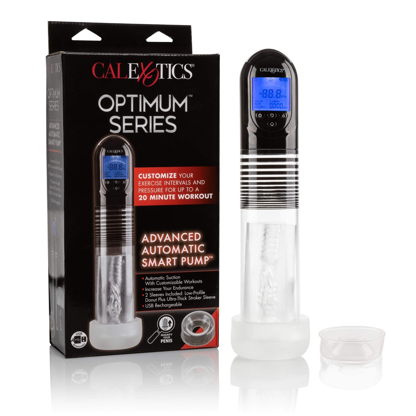 California Exotics - Optimum Series Advanced Automatic Smart Penis Pump (Clear) - Penis Pump (Vibration) Rechargeable Durio.sg