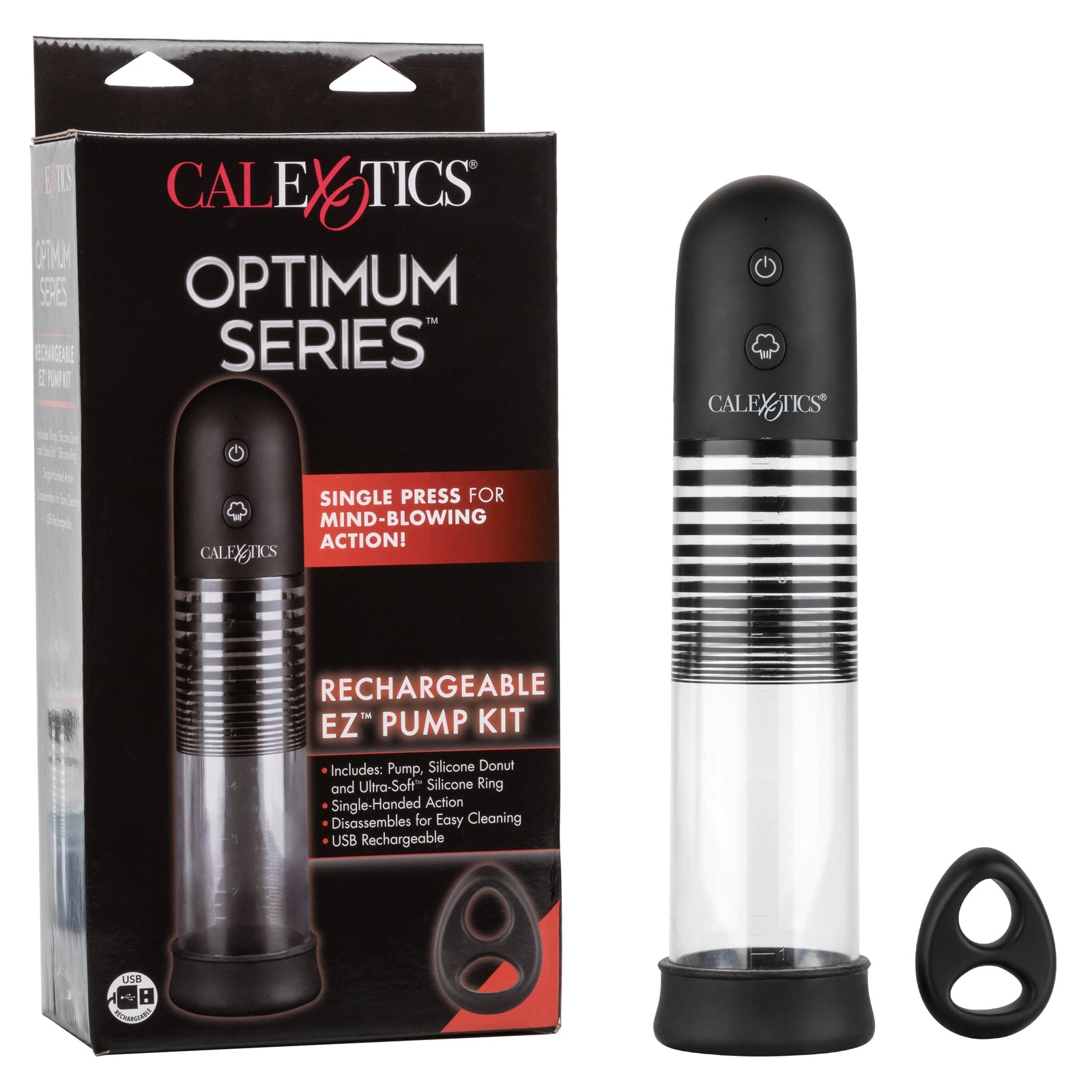 California Exotics - Optimum Series Rechargeable EZ Penis Pump Kit (Clear) - Penis Pump (Vibration) Rechargeable Durio.sg