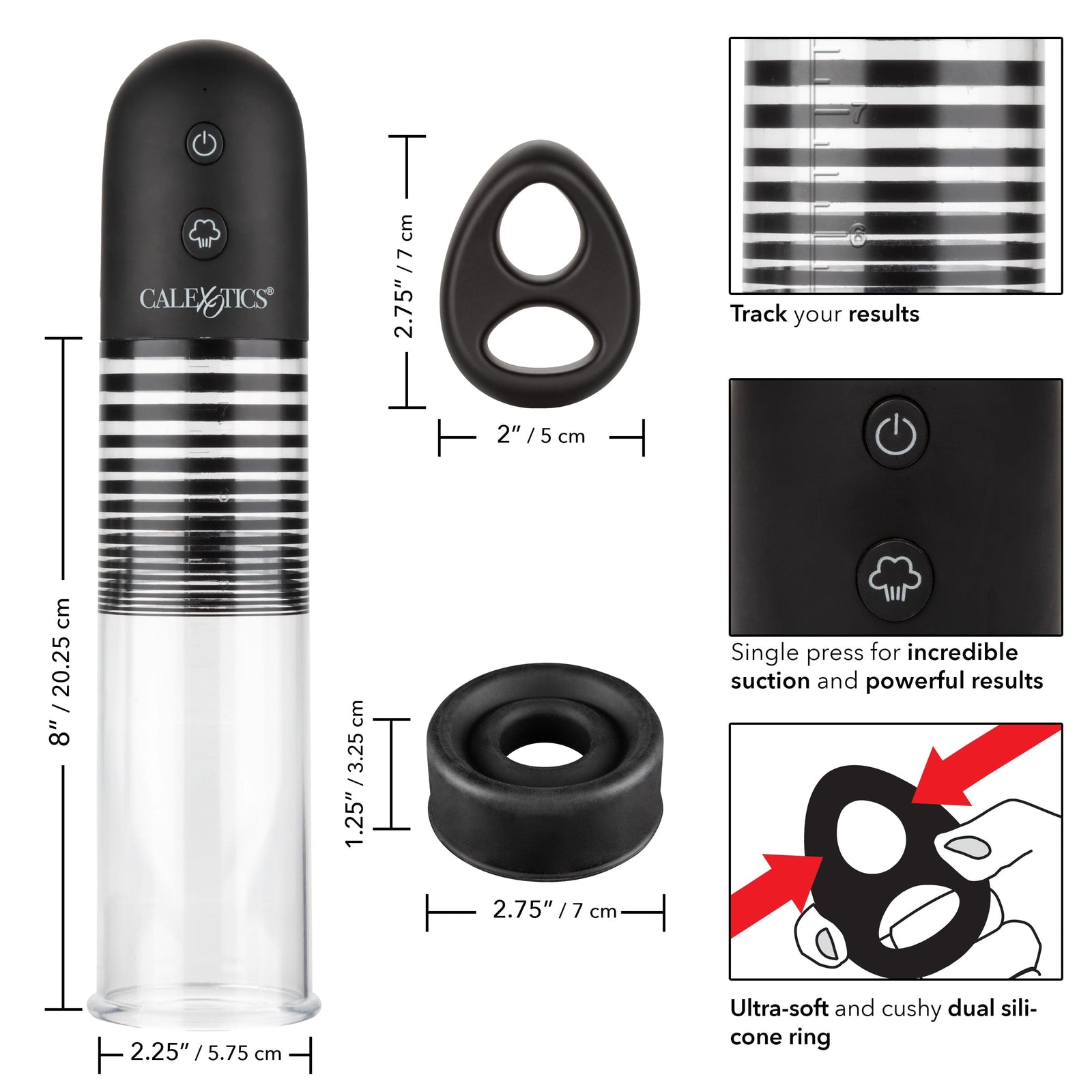 California Exotics - Optimum Series Rechargeable EZ Penis Pump Kit (Clear) - Penis Pump (Vibration) Rechargeable Durio.sg