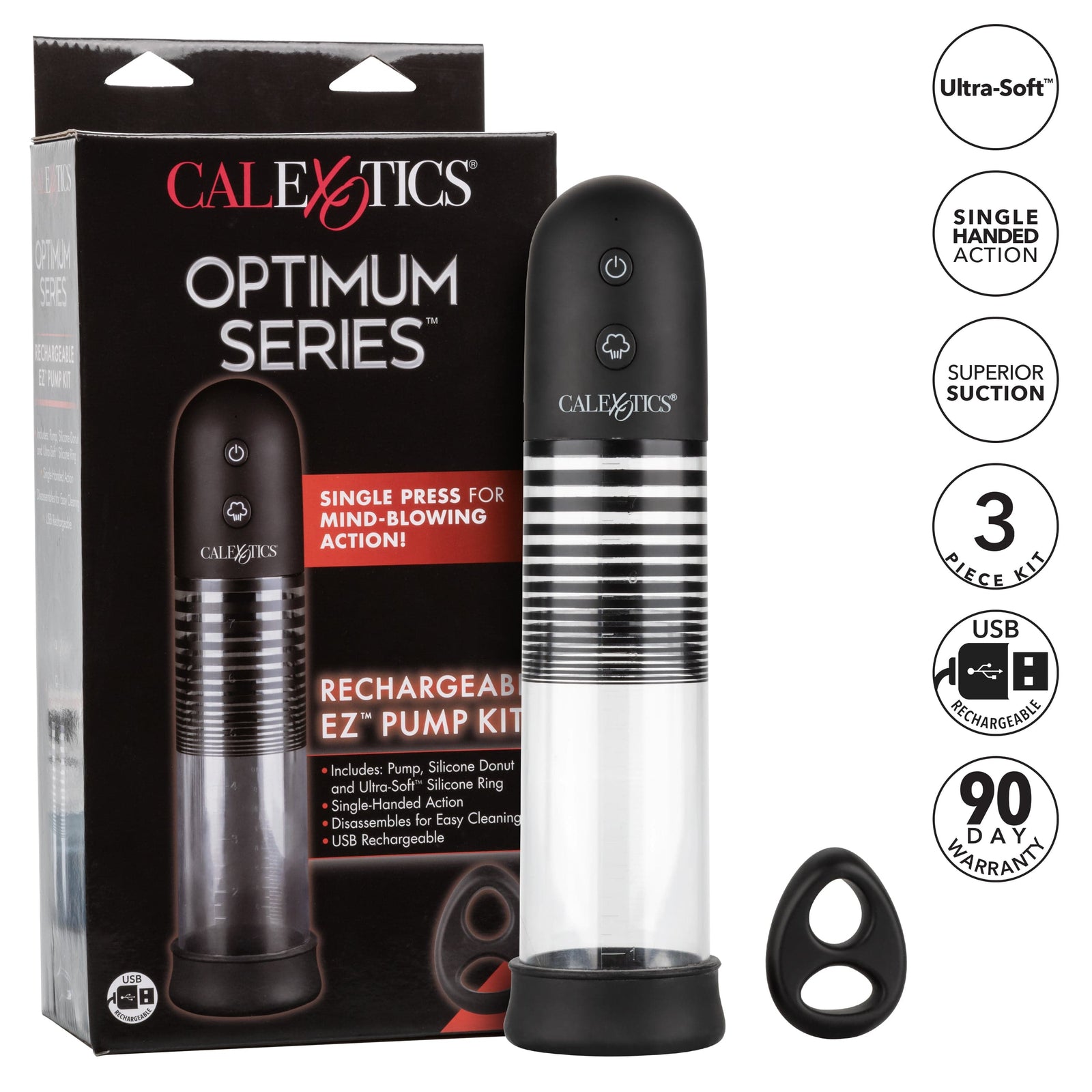 California Exotics - Optimum Series Rechargeable EZ Penis Pump Kit (Clear) - Penis Pump (Vibration) Rechargeable Durio.sg