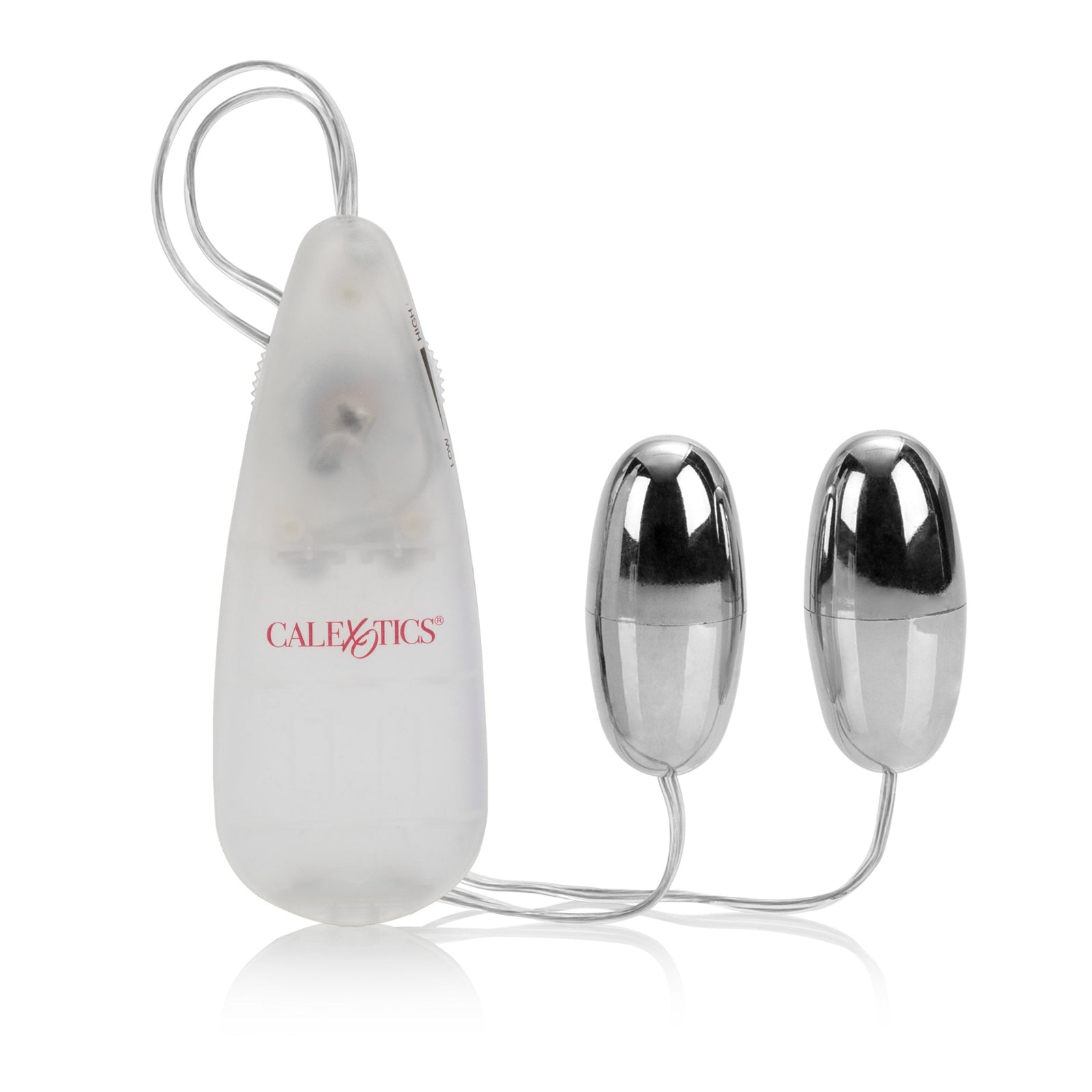 California Exotics - Pocket Exotics Vibrating Double Silver Bullet Vibrator (White) - Wired Remote Control Egg (Vibration) Non Rechargeable Durio.sg