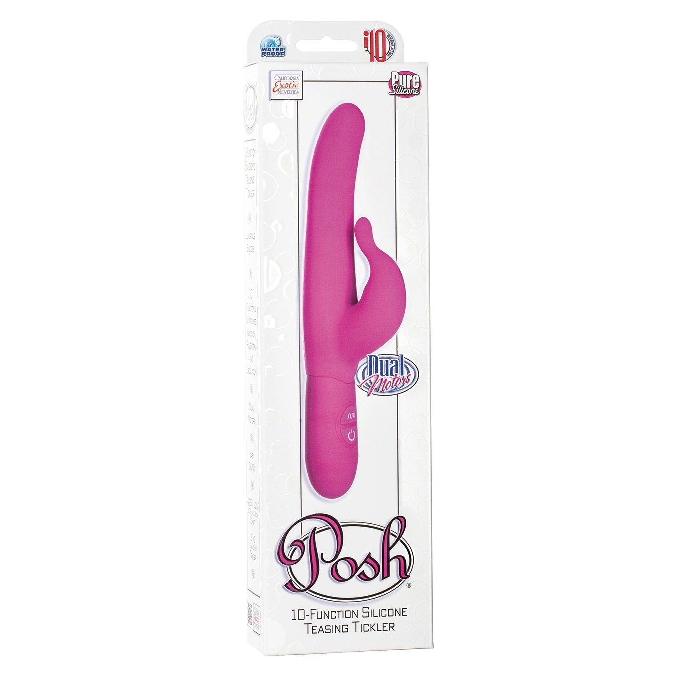 California Exotics - Posh 10-Function Teasing Tickler Rabbit Vibrator (Pink) - Rabbit Dildo (Vibration) Non Rechargeable Durio.sg