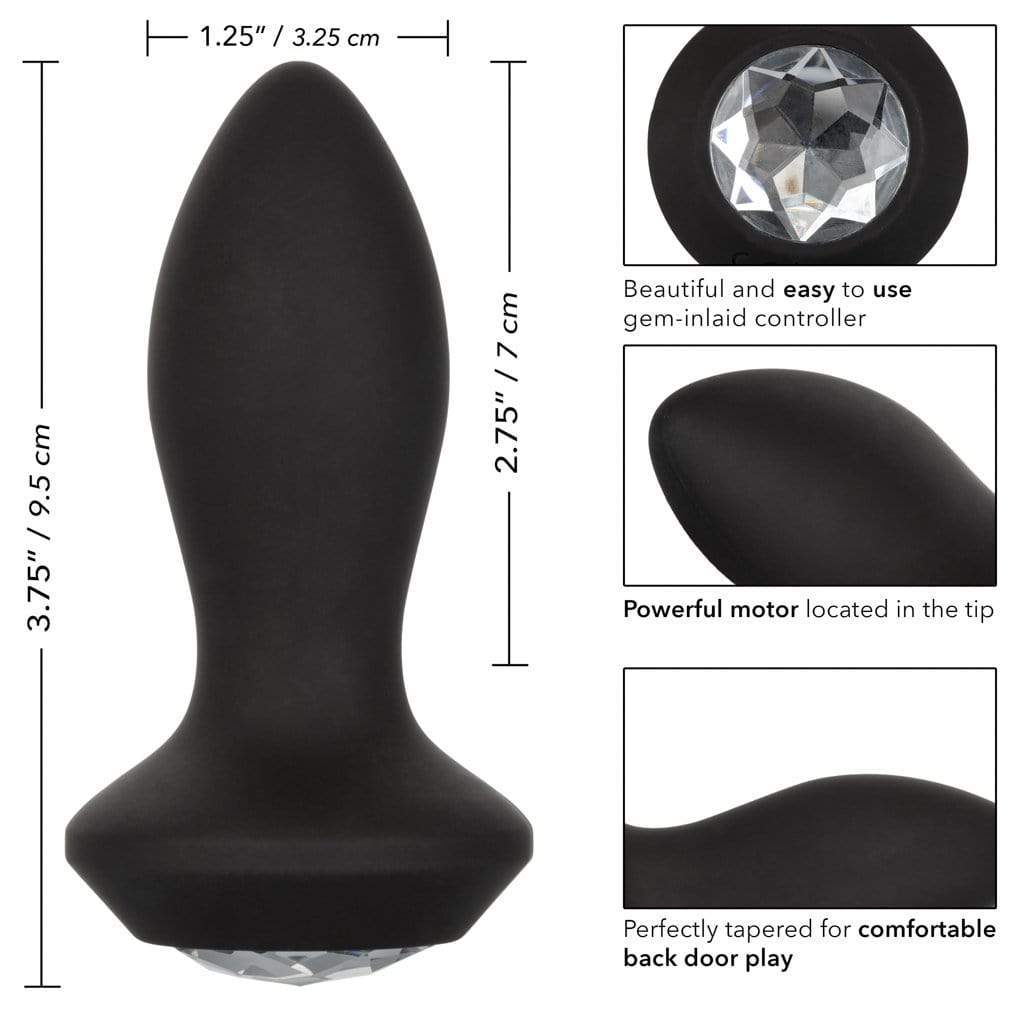 California Exotics - Power Gem Vibrating Petite Crystal Prostate Massager (Black) - Prostate Massager (Vibration) Rechargeable Durio.sg