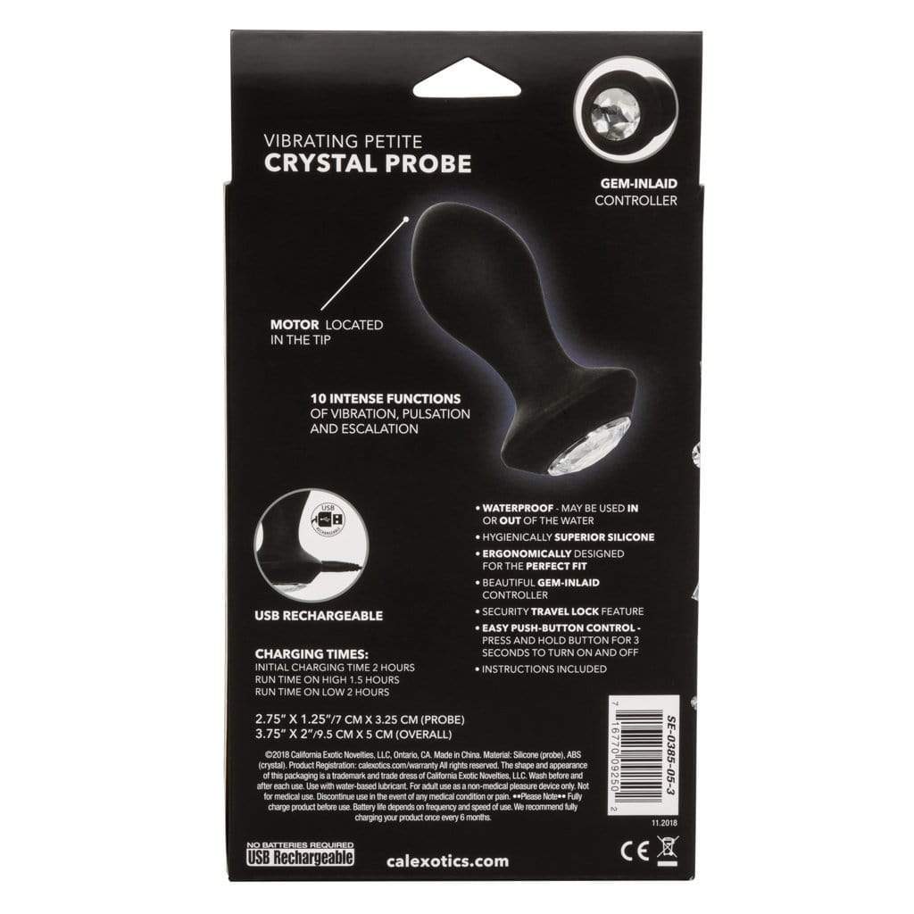California Exotics - Power Gem Vibrating Petite Crystal Prostate Massager (Black) - Prostate Massager (Vibration) Rechargeable Durio.sg