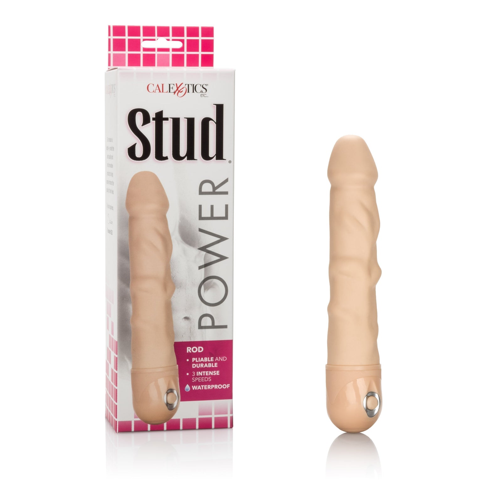 California Exotics - Power Stud Waterproof Rod Dildo Vibrator (Beige) - Realistic Dildo w/o suction cup (Vibration) Non Rechargeable Durio.sg