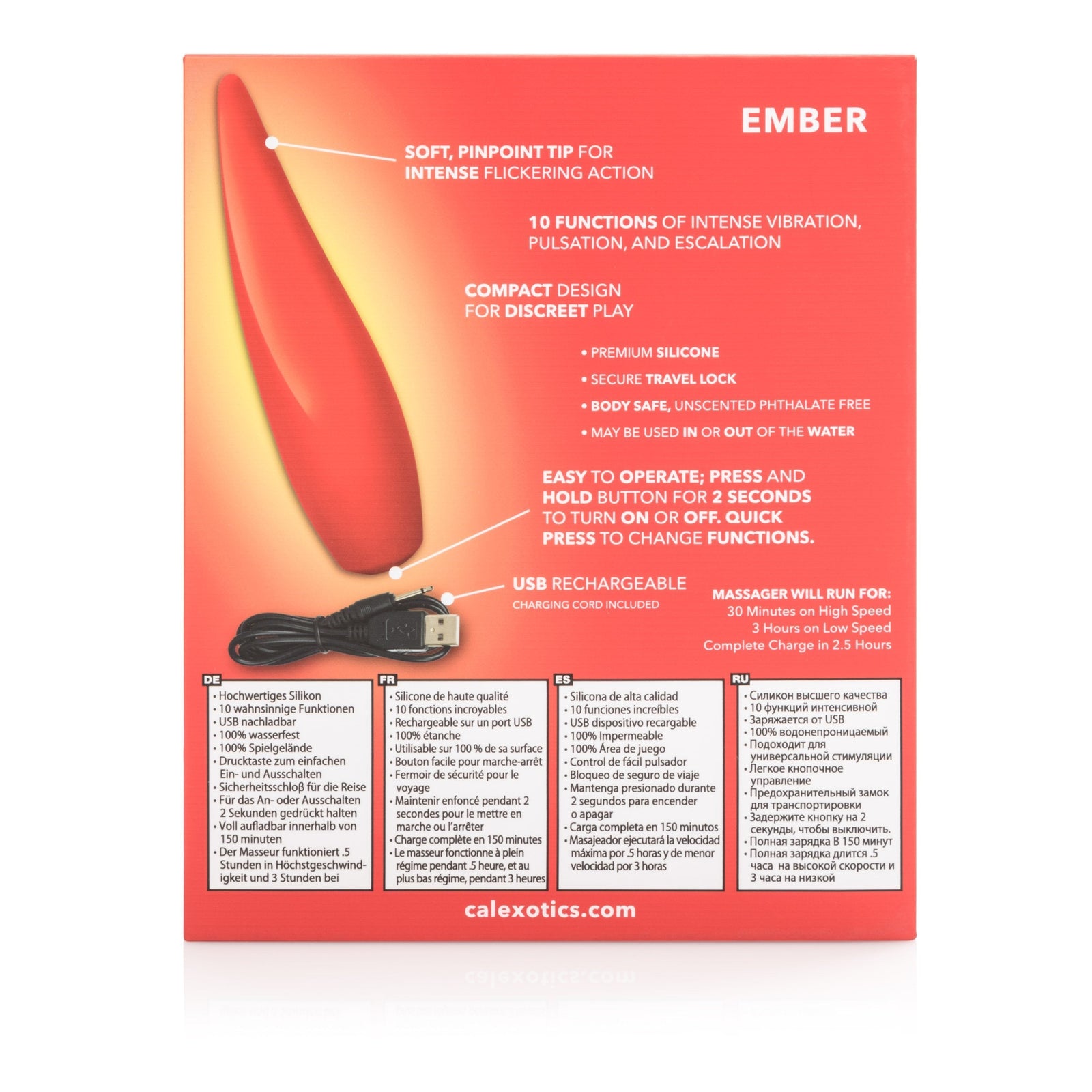 California Exotics - Red Hot Ember Rechargeable Clit Massager (Red) - Clit Massager (Vibration) Rechargeable Durio.sg