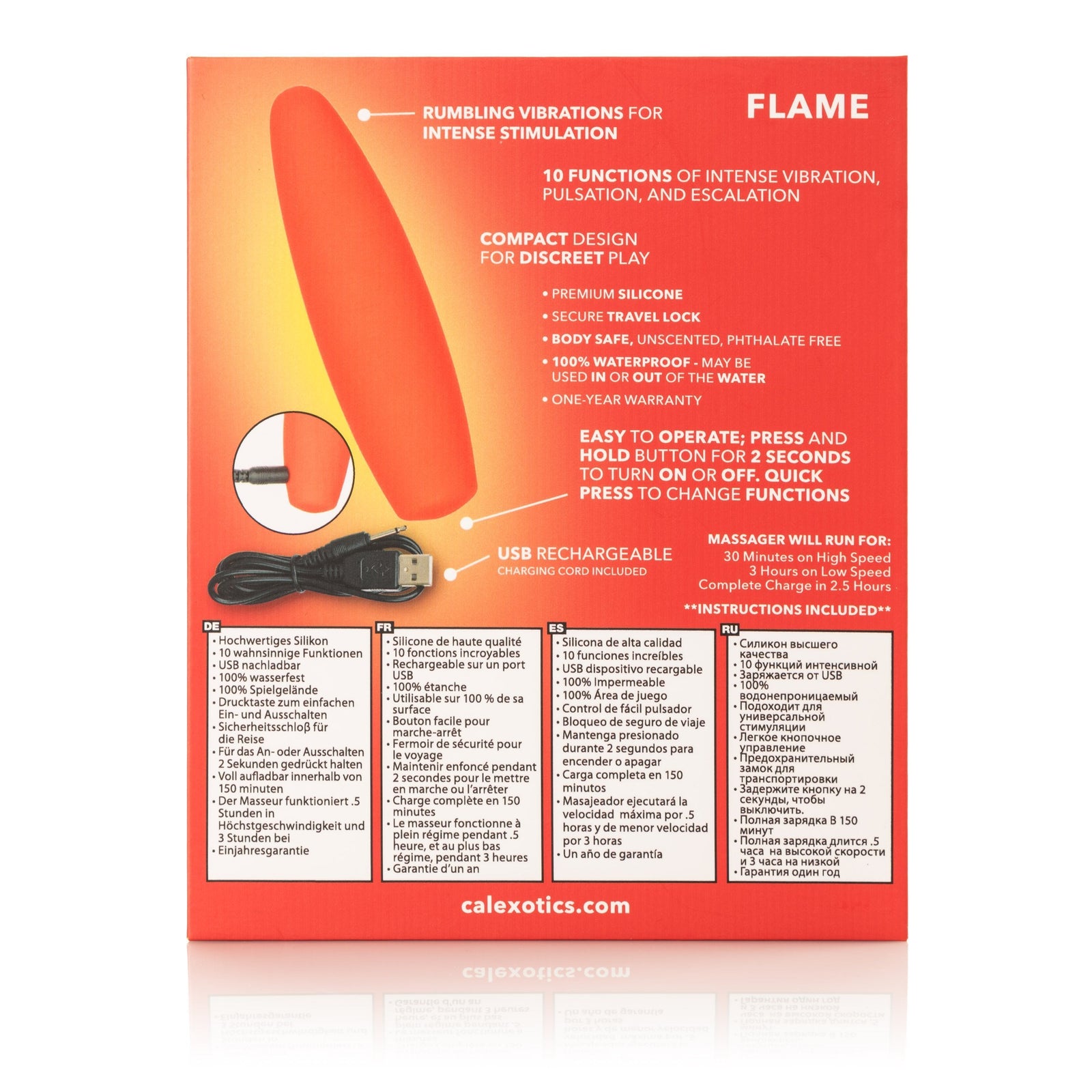 California Exotics - Red Hot Flame Rechargeable Bullet Vibrator (Red) - Bullet (Vibration) Rechargeable Durio.sg