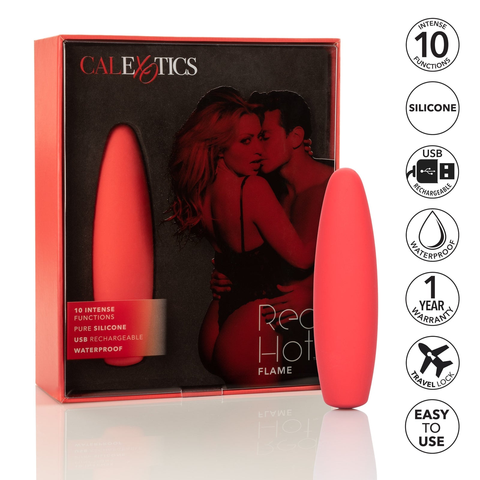 California Exotics - Red Hot Flame Rechargeable Bullet Vibrator (Red) - Bullet (Vibration) Rechargeable Durio.sg