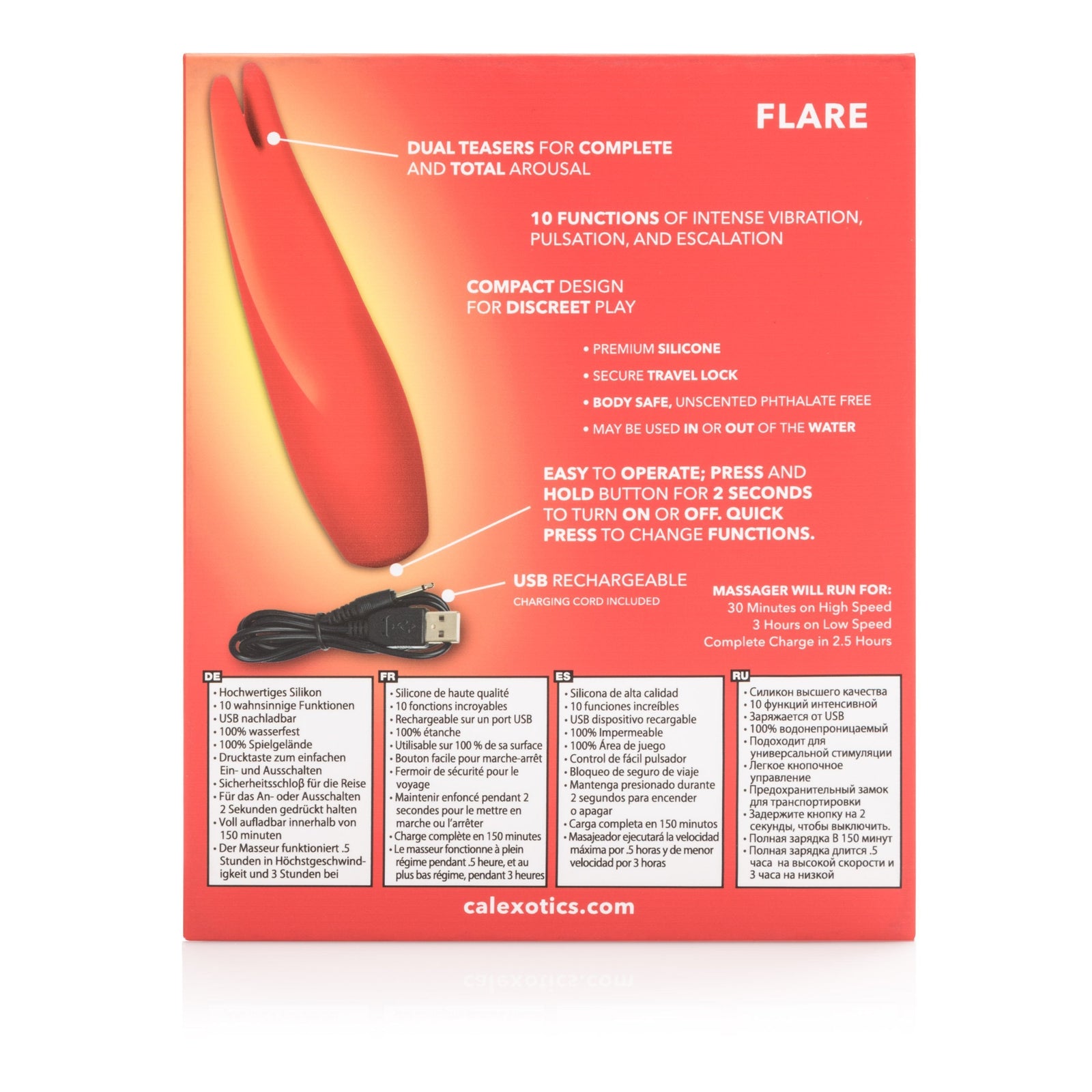 California Exotics - Red Hot Flare Rechargeable Clit Massager (Red) - Clit Massager (Vibration) Rechargeable Durio.sg