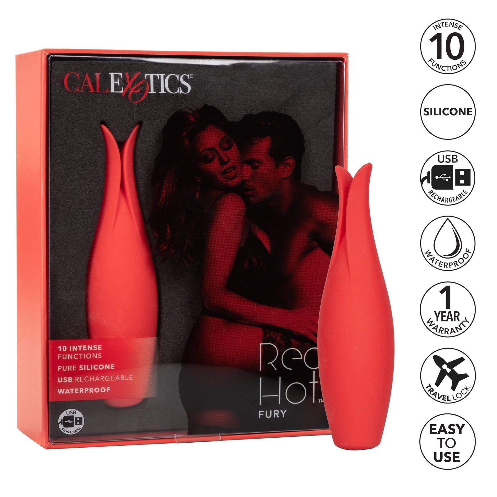 California Exotics - Red Hot Fury Clit Massager (Red) - Clit Massager (Vibration) Rechargeable Durio.sg