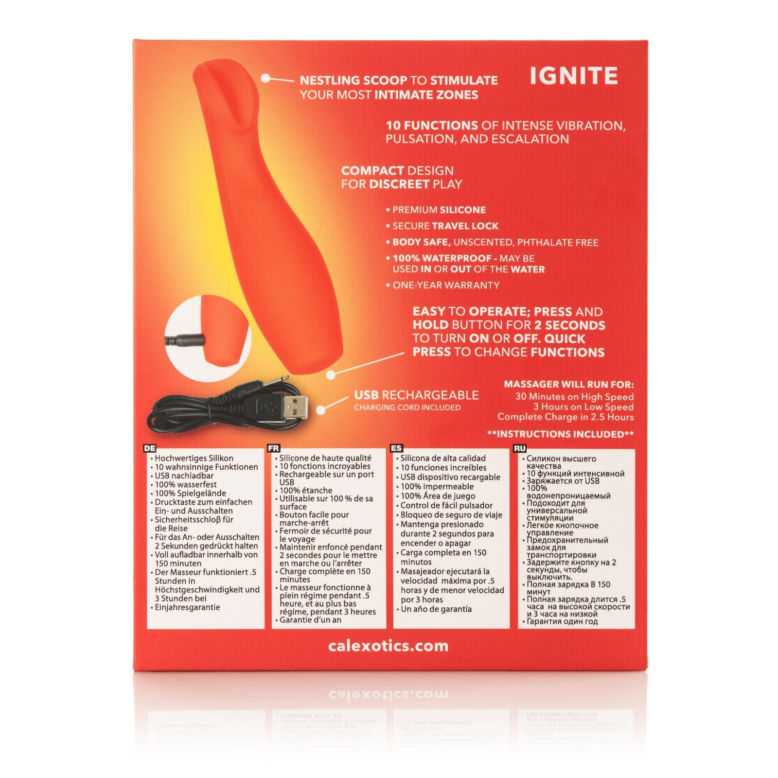 California Exotics - Red Hot Ignite Rechargeable G Spot Vibrator (Red) - G Spot Dildo (Vibration) Rechargeable Durio.sg