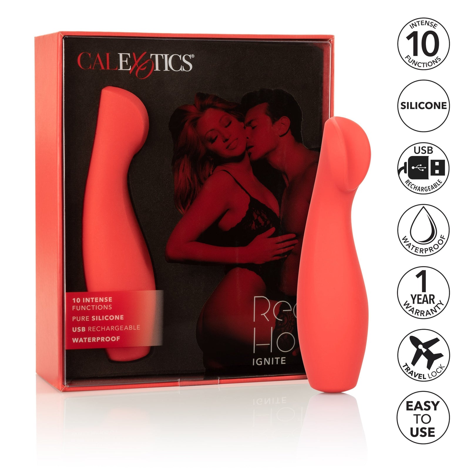 California Exotics - Red Hot Ignite Rechargeable G Spot Vibrator (Red) - G Spot Dildo (Vibration) Rechargeable Durio.sg