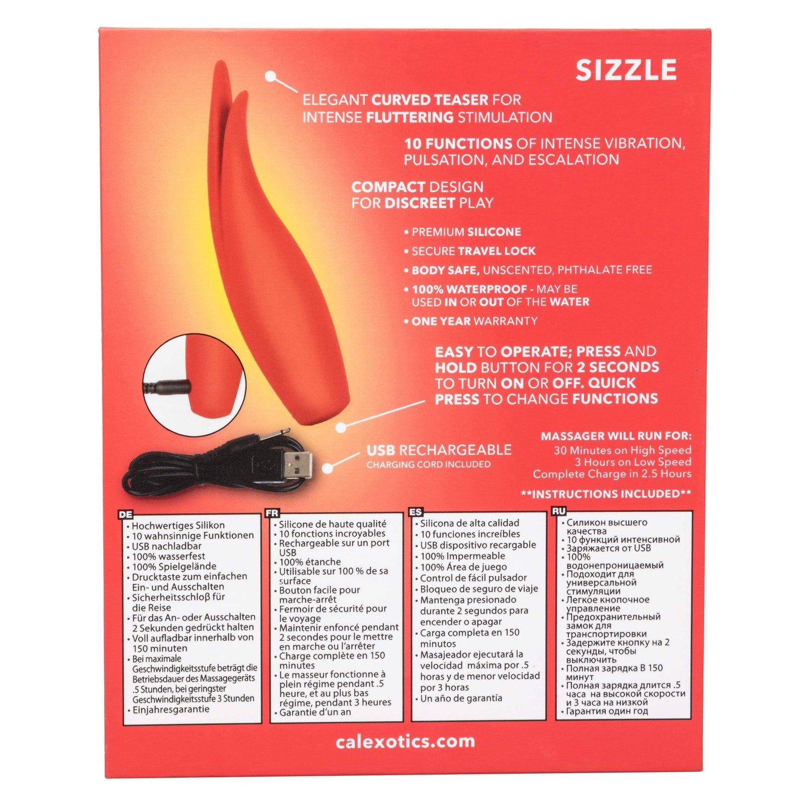 California Exotics - Red Hot Sizzle Clit Massager (Red) - Clit Massager (Vibration) Rechargeable Durio.sg