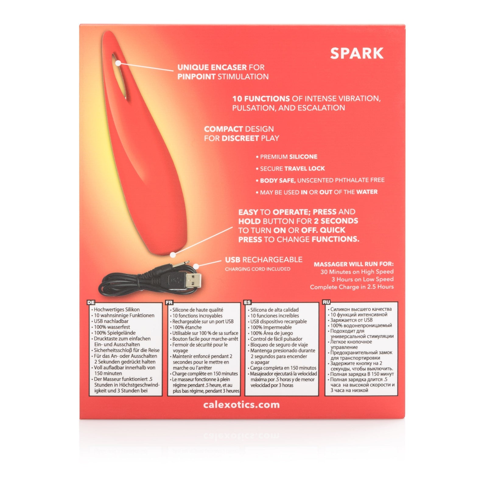 California Exotics - Red Hot Spark Rechargeable Clit Massager (Red) - Clit Massager (Vibration) Rechargeable Durio.sg