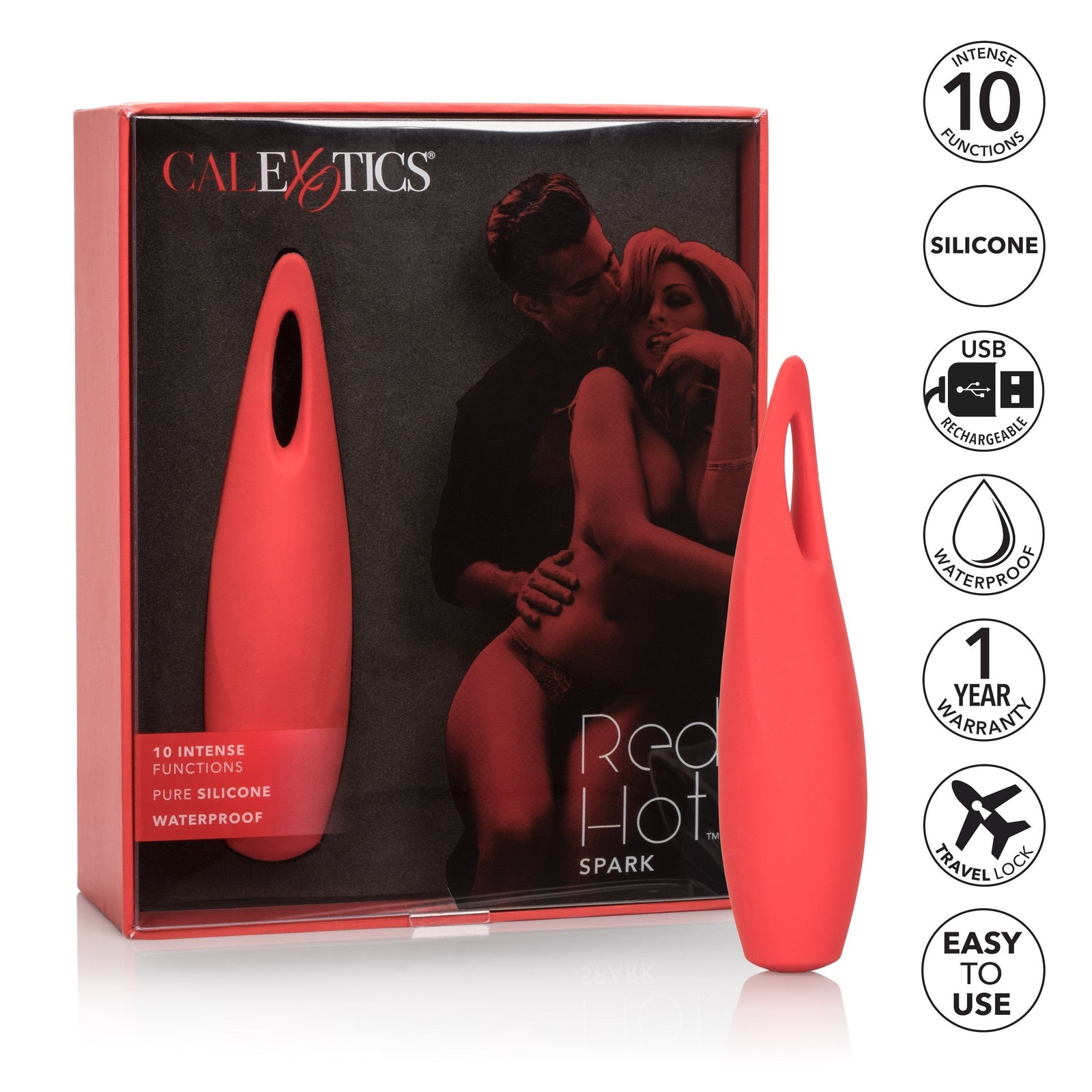 California Exotics - Red Hot Spark Rechargeable Clit Massager (Red) - Clit Massager (Vibration) Rechargeable Durio.sg