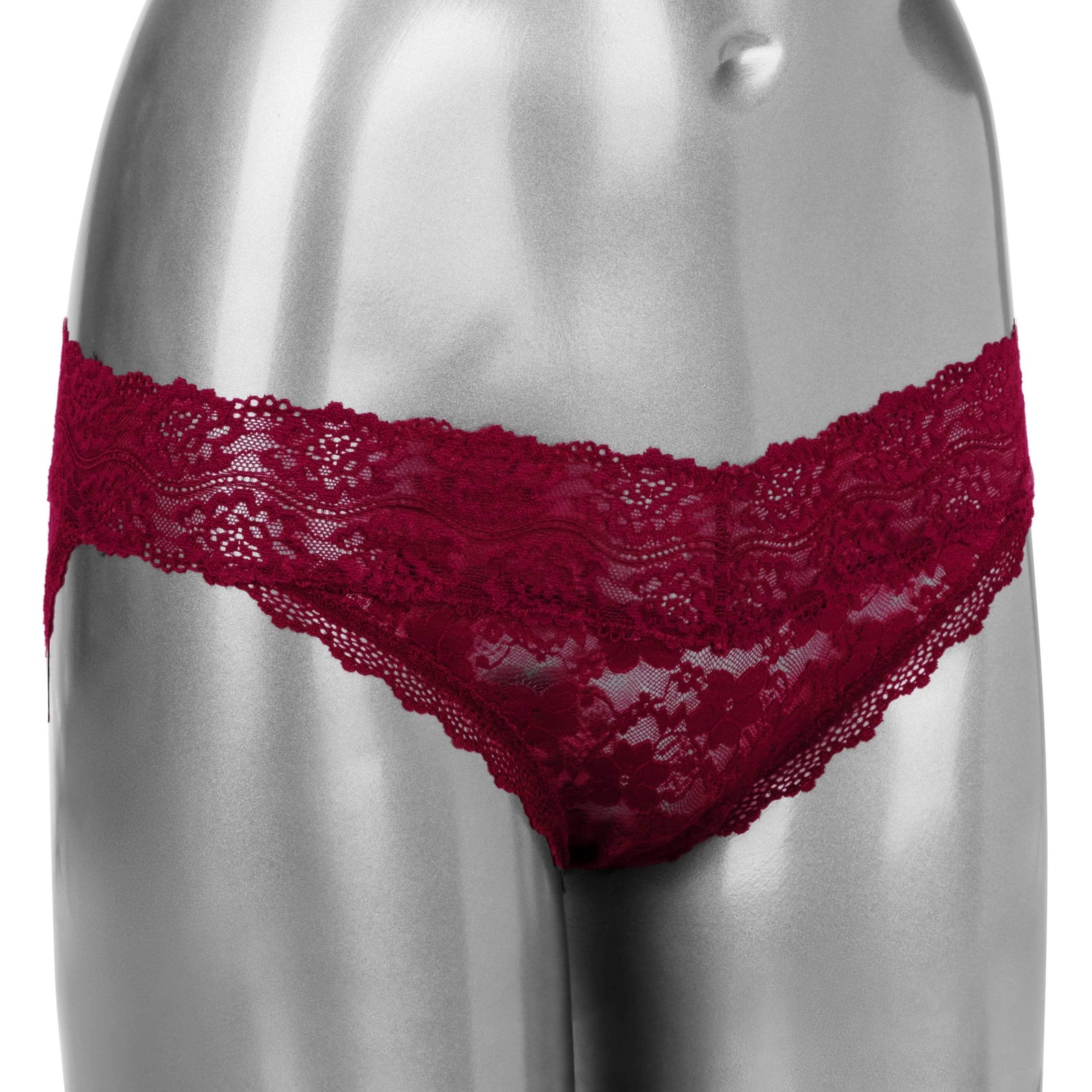 California Exotics - Remote Control Vibrating Lace Panty Set L/XL (Burgundy) - Panties Massager Remote Control (Vibration) Rechargeable Durio.sg