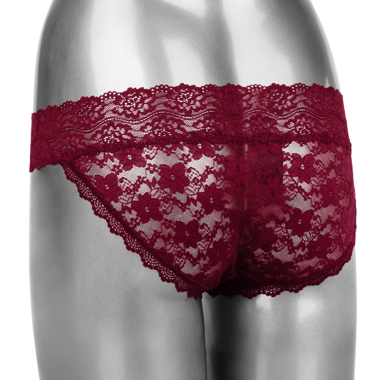 California Exotics - Remote Control Vibrating Lace Panty Set S/M (Burgundy) - Panties Massager Remote Control (Vibration) Rechargeable Durio.sg