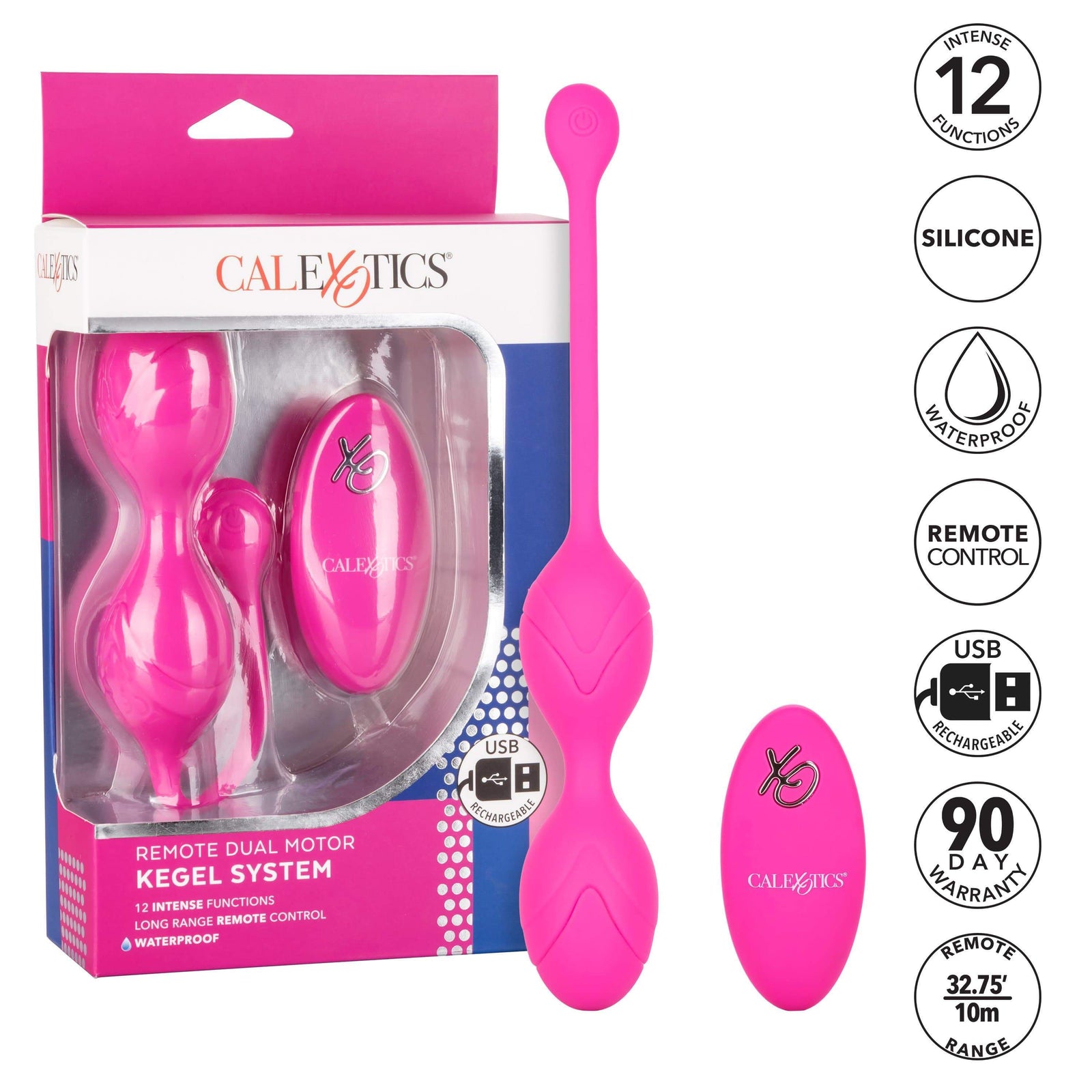 California Exotics - Remote Dual Motor Kegel System (Pink) - Kegel Balls (Vibration) Rechargeable Durio.sg