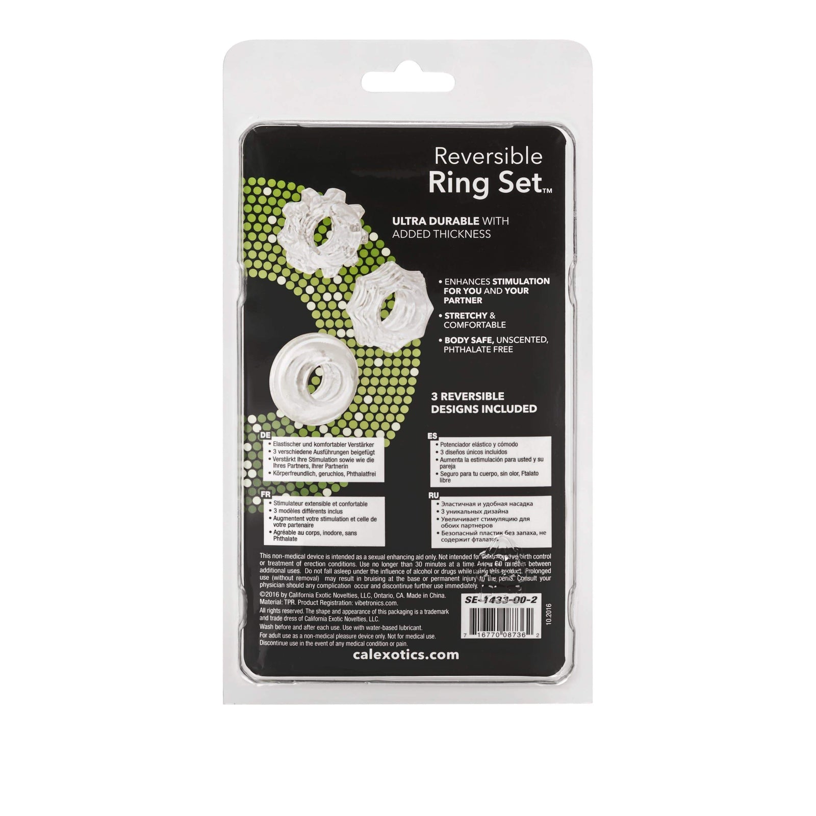 California Exotics - Reversible Cock Ring Set (Clear) - Cock Ring (Non Vibration) Durio.sg