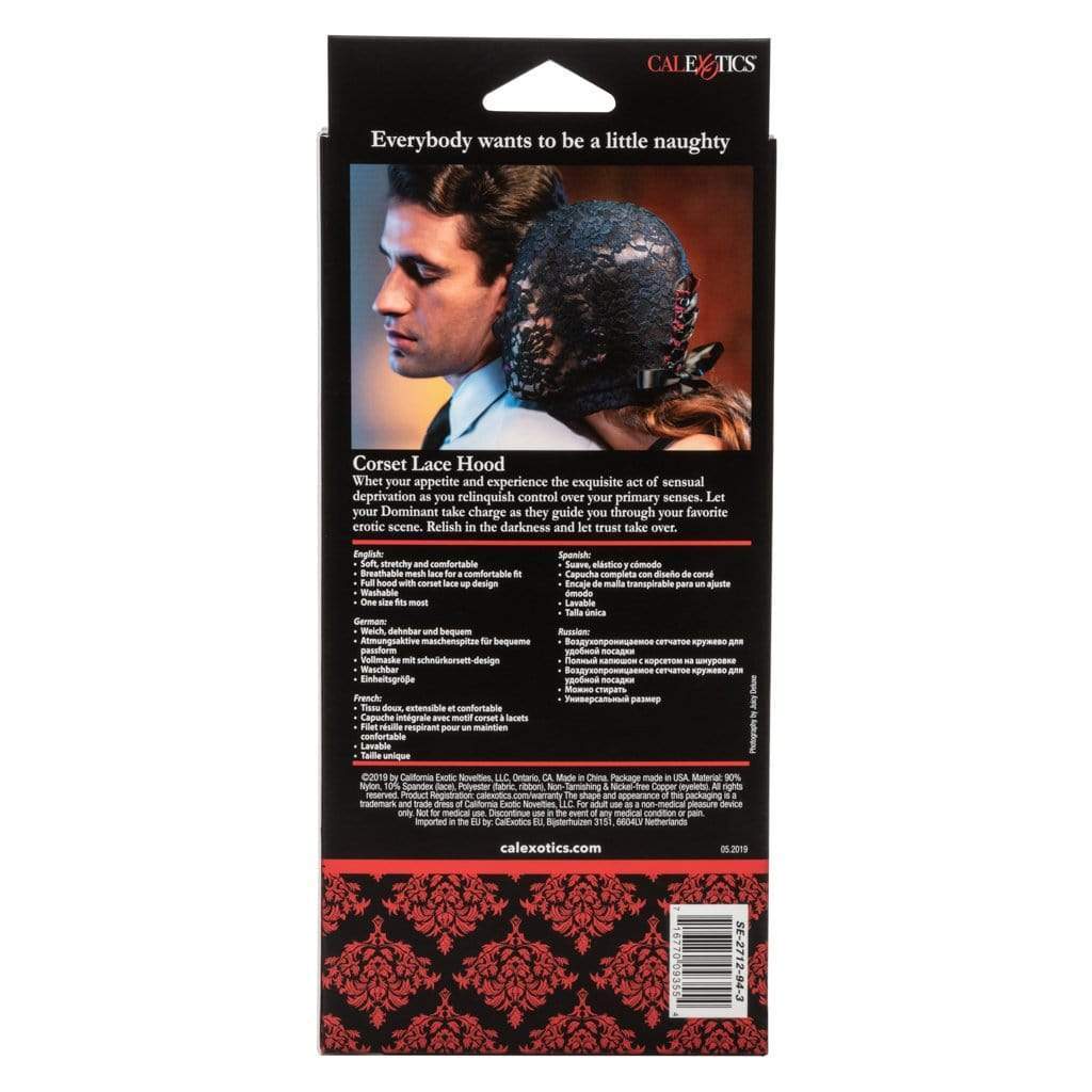 California Exotics - Scandal Corset Lace Hood (Black) - Mask (Non blinded) Durio.sg