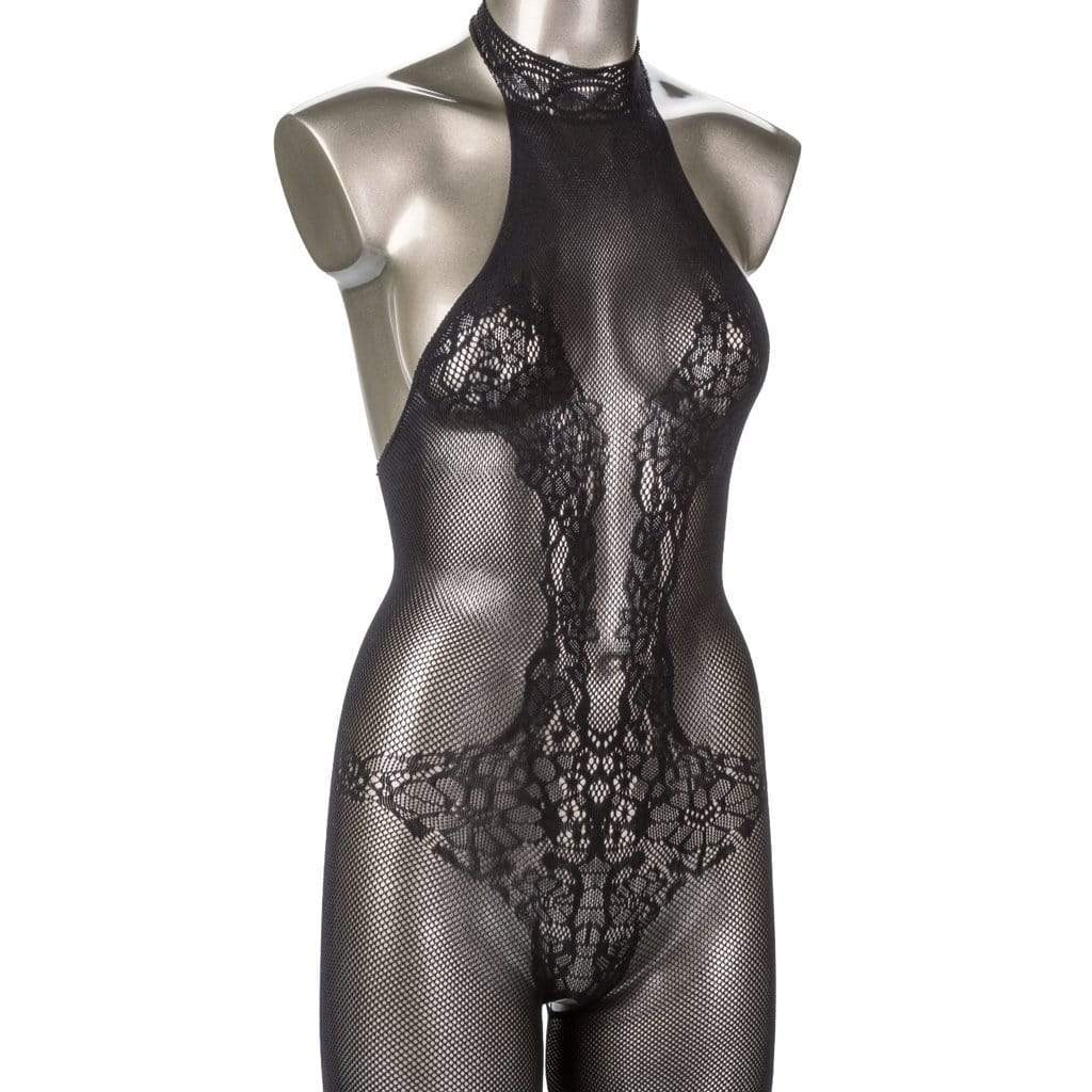 California Exotics - Scandal Halter Lace Body Suit Costume O/S (Black) - Costumes Durio.sg