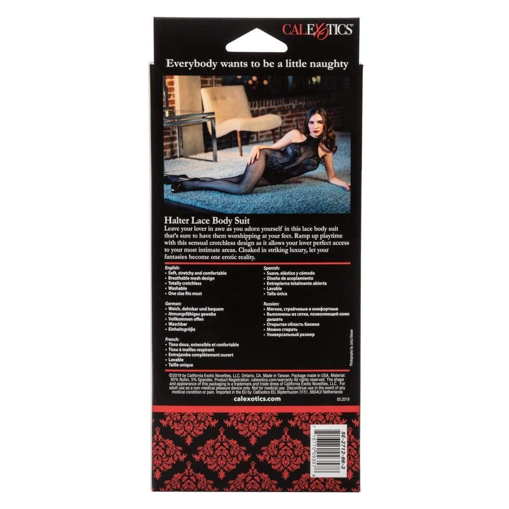 California Exotics - Scandal Halter Lace Body Suit Costume O/S (Black) - Costumes Durio.sg