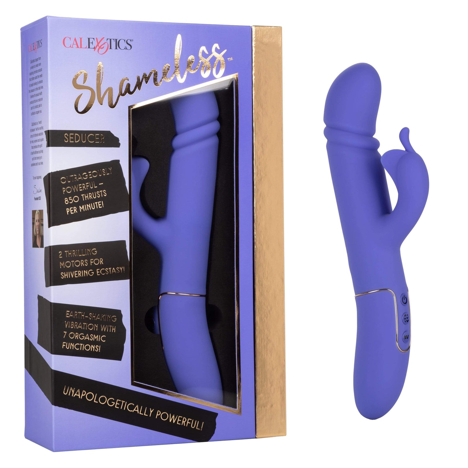 California Exotics - Shameless Seducer Rabbit Vibrator (Purple) - Rabbit Dildo (Vibration) Rechargeable Durio.sg