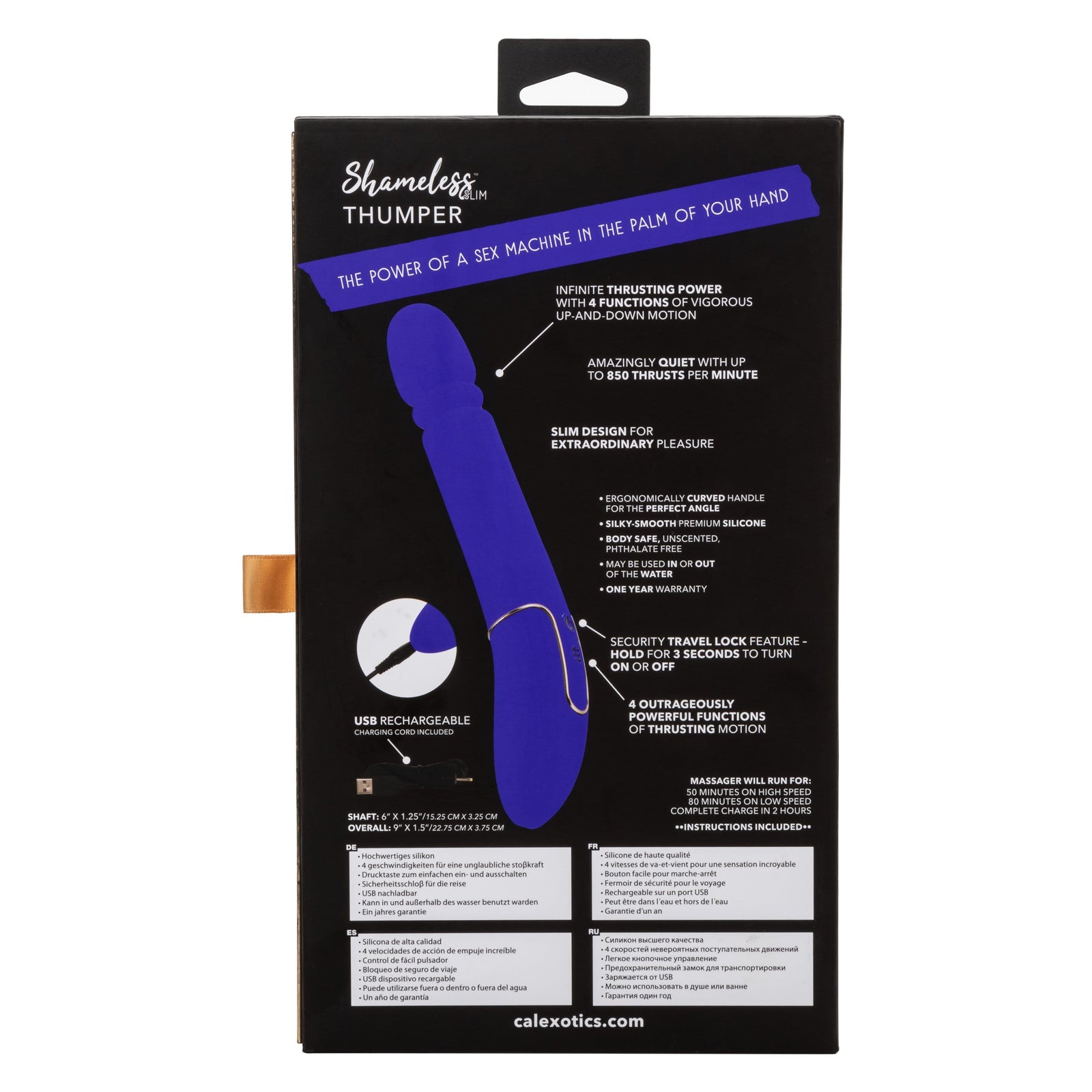 California Exotics - Shameless Slim Thumper Wand Massager (Purple) - Wand Massagers (Vibration) Rechargeable Durio.sg