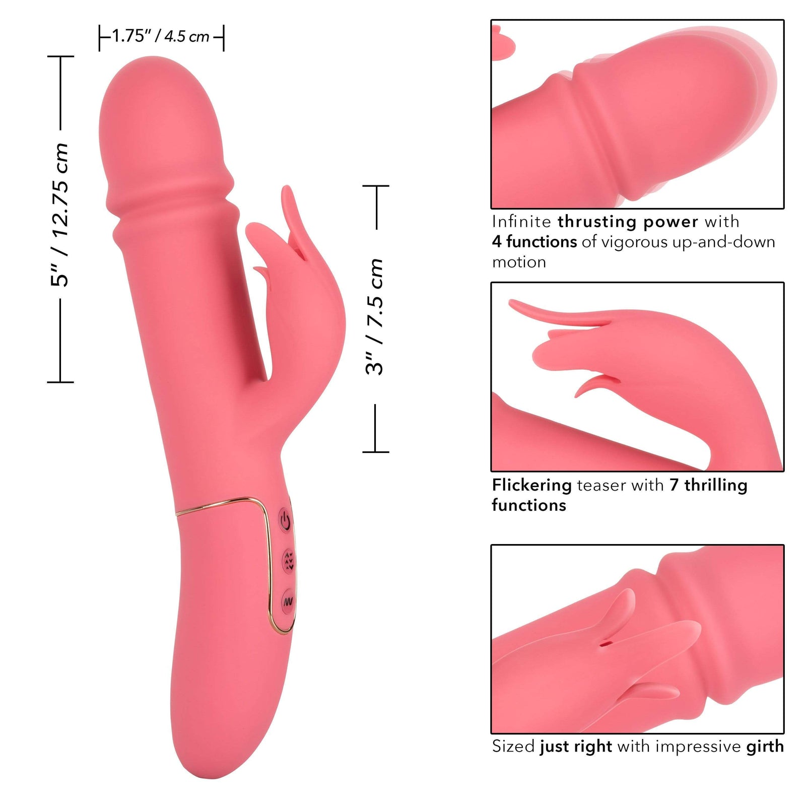 California Exotics - Shameless Tease Rabbit Vibrator (Pink) - Rabbit Dildo (Vibration) Rechargeable Durio.sg