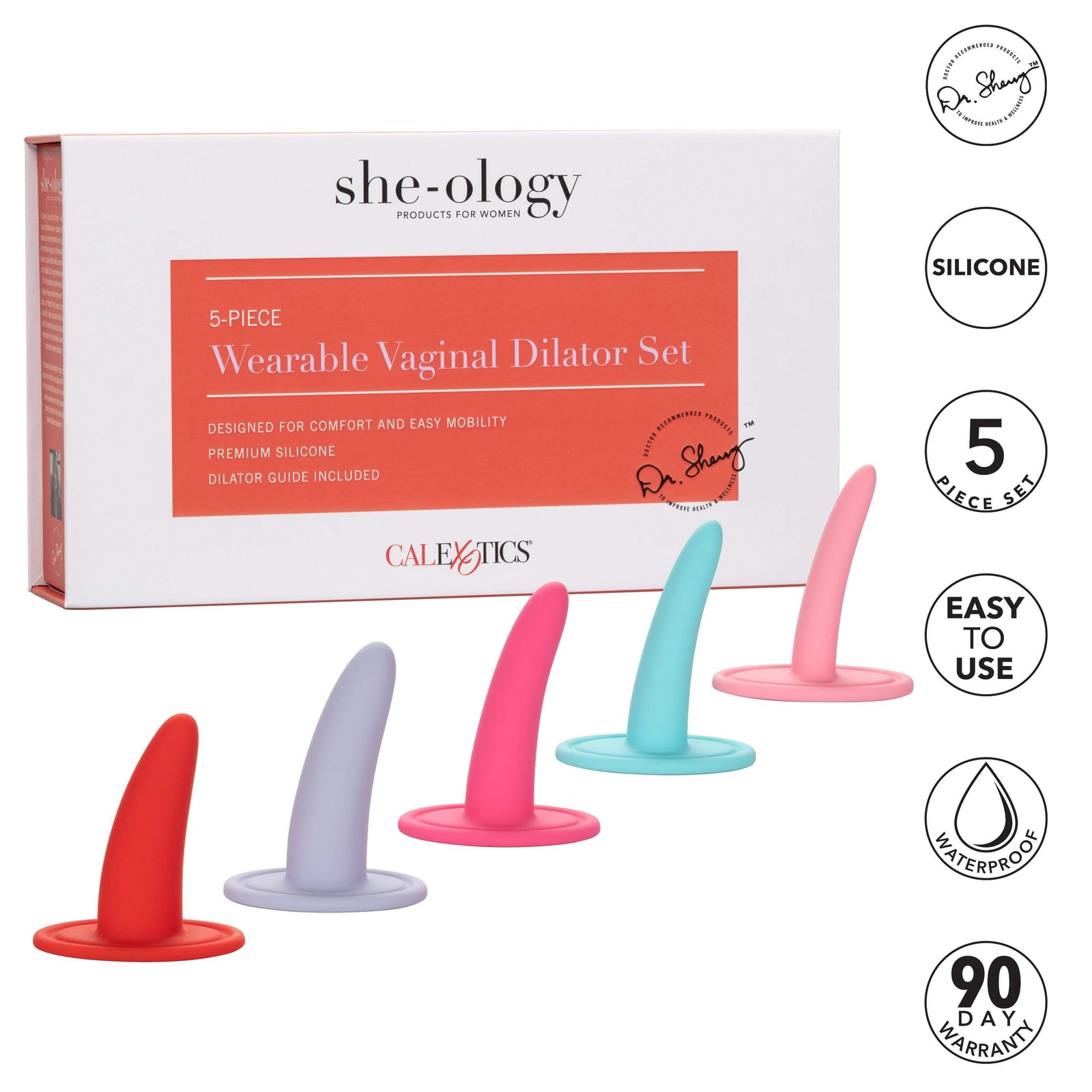 California Exotics - She-ology 5 piece Wearable Vaginal Dilator Set (Multi Colour) - Non Realistic Dildo w/o suction cup (Non Vibration) Durio.sg