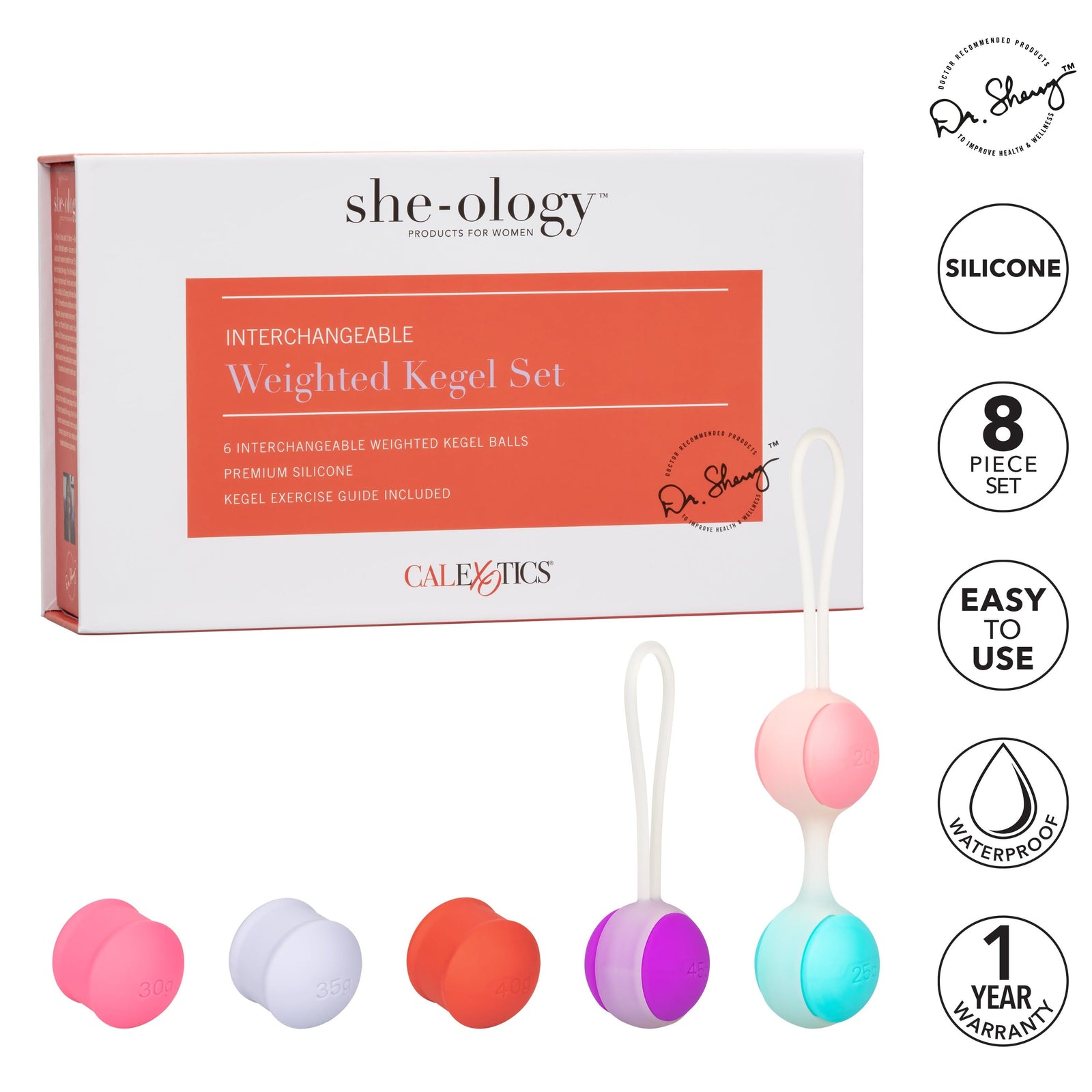 California Exotics - Sheology Interchangeable Weighted Kegel Set (Multi Colour) - Kegel Balls (Non Vibration) Durio.sg