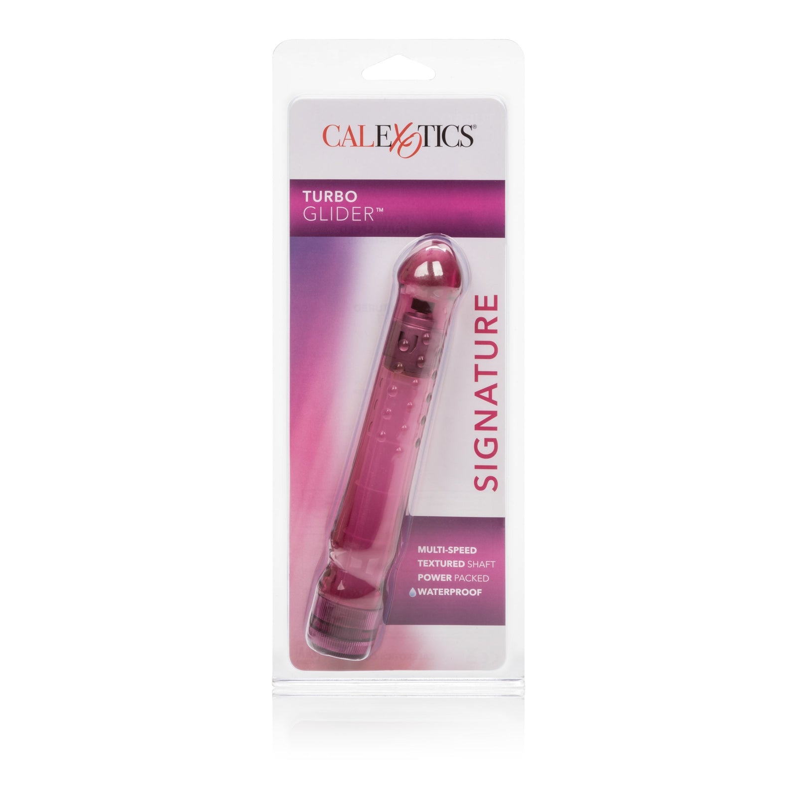 California Exotics - Signature Turbo Glide Vibrator (Pink) - Non Realistic Dildo w/o suction cup (Vibration) Non Rechargeable Durio.sg