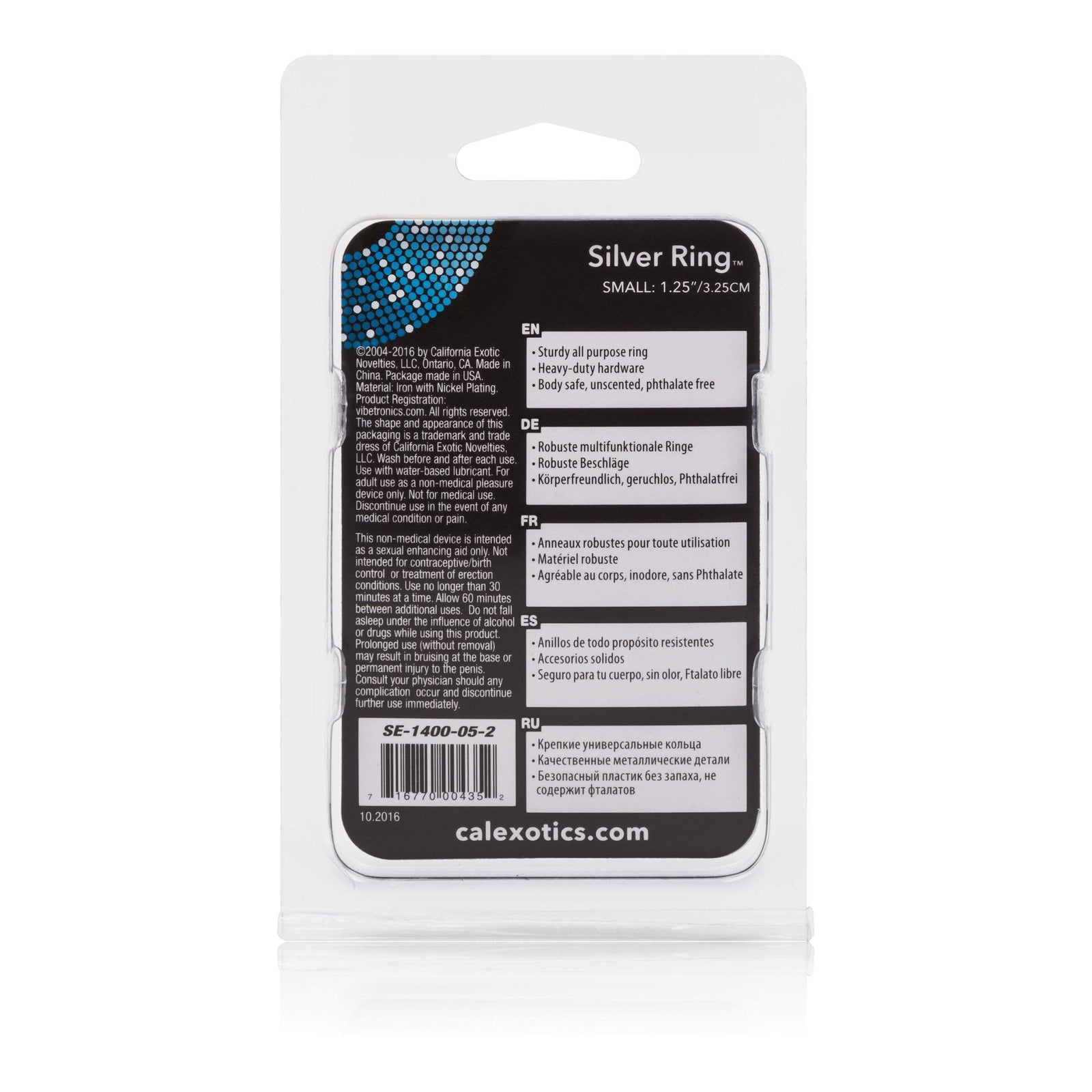 California Exotics - Silver Metal Cock Ring Small (Silver) - Metal Cock Ring (Non Vibration) Durio.sg