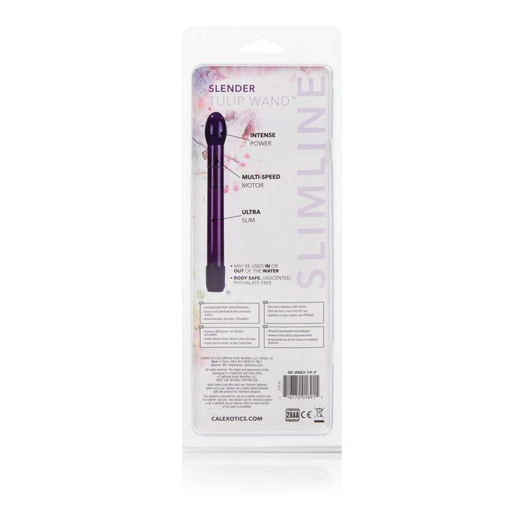 California Exotics - Slender Tulip Wand Slimline Vibrator (Purple) - Non Realistic Dildo w/o suction cup (Vibration) Non Rechargeable Durio.sg