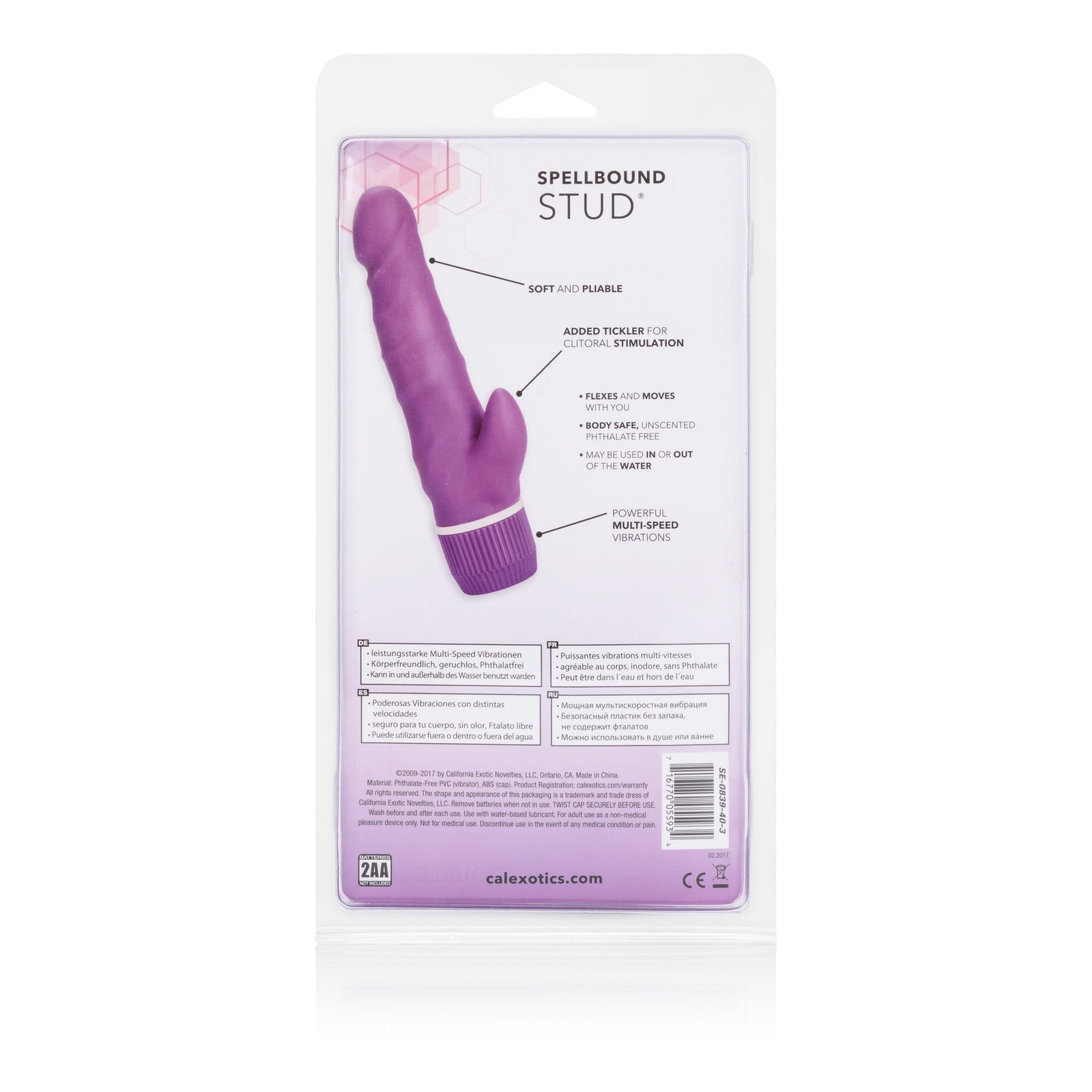 California Exotics - Spellbound Stud Double Jack Rabbit Vibrator (Purple) - Rabbit Dildo (Vibration) Non Rechargeable Durio.sg