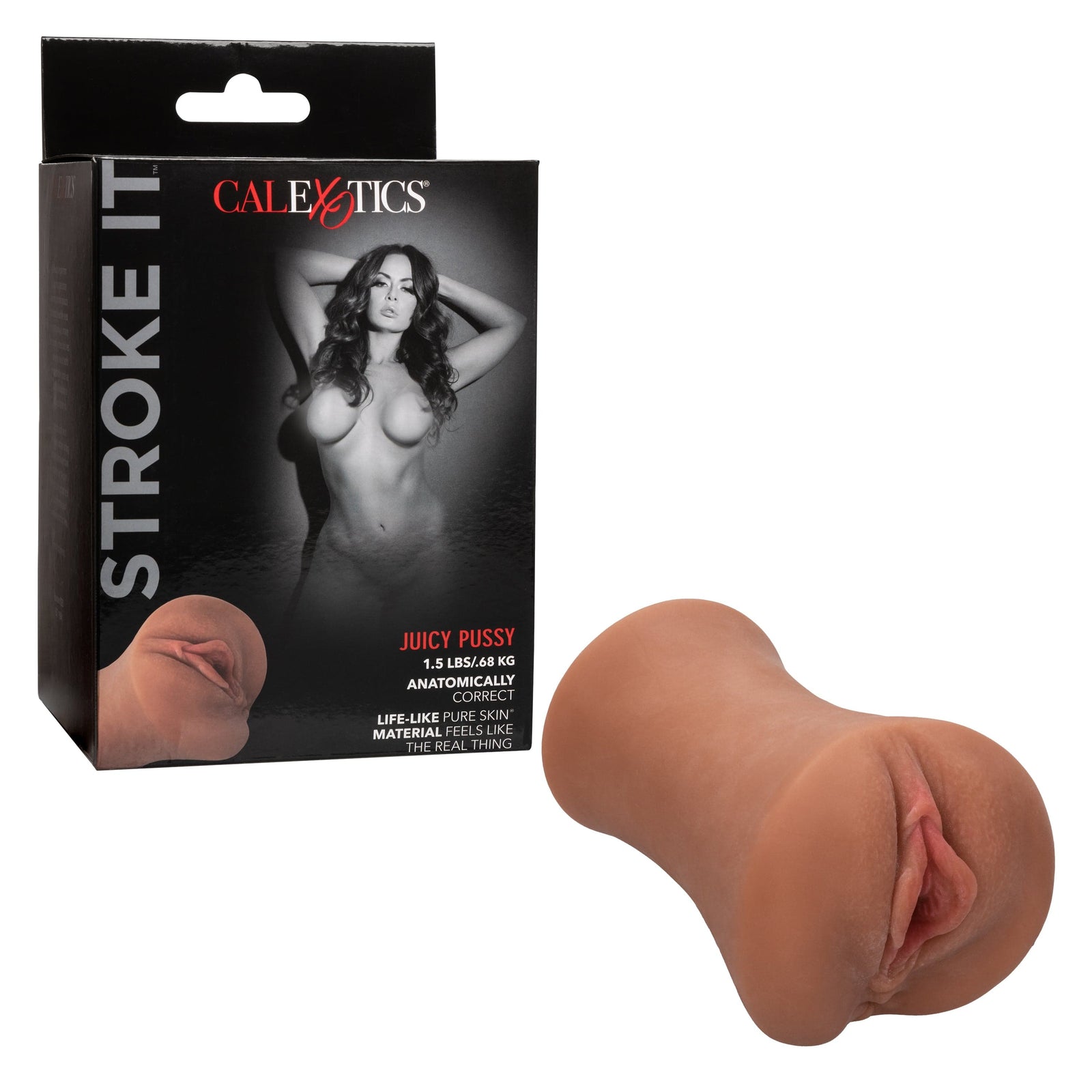 California Exotics - Stroke It Juicy Pussy Masturbator (Brown) - Masturbator Vagina (Non Vibration) Durio.sg