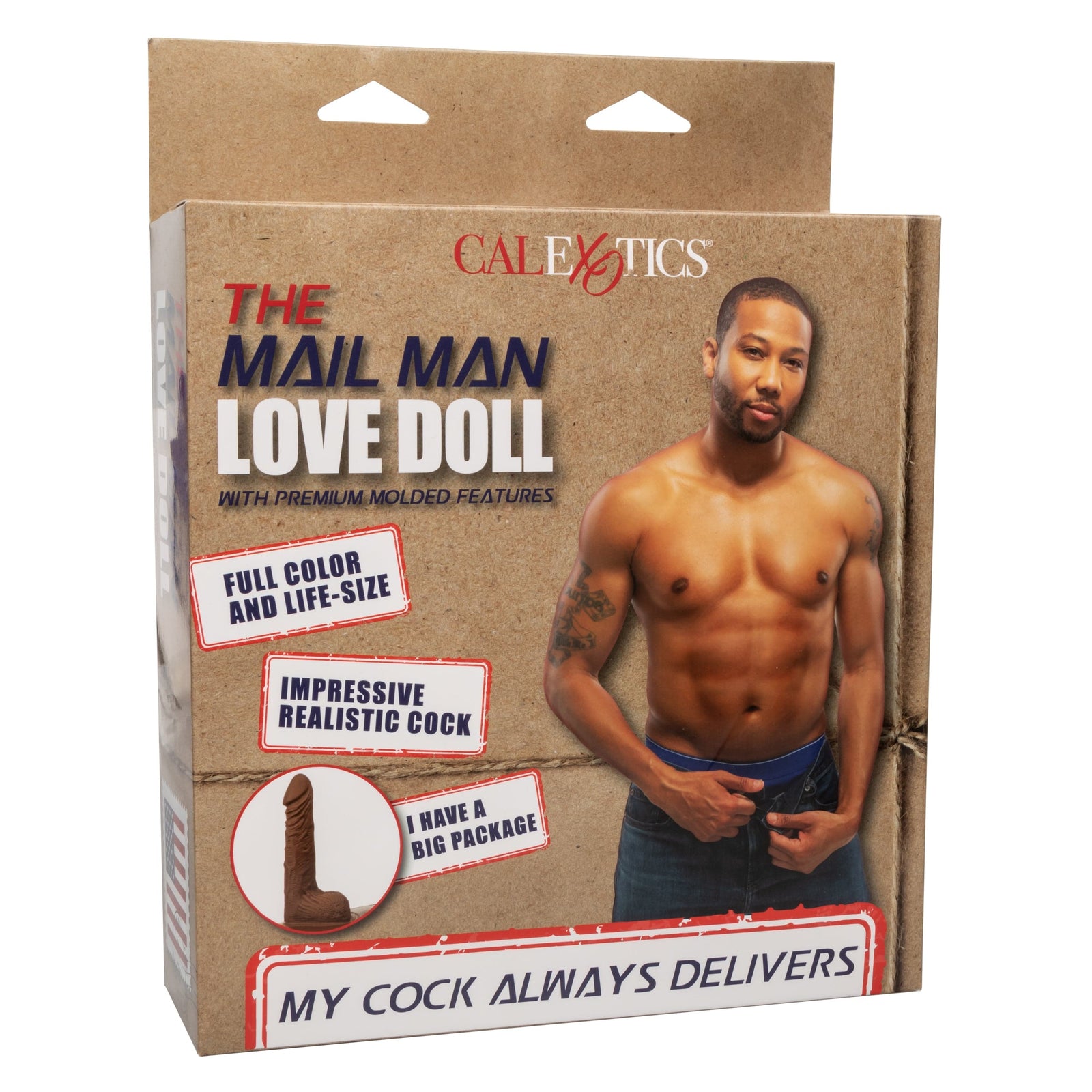 California Exotics - The Mail Man Inflatable Love Doll Masturbator Dildo 5.5" (Brown) - Doll Durio.sg