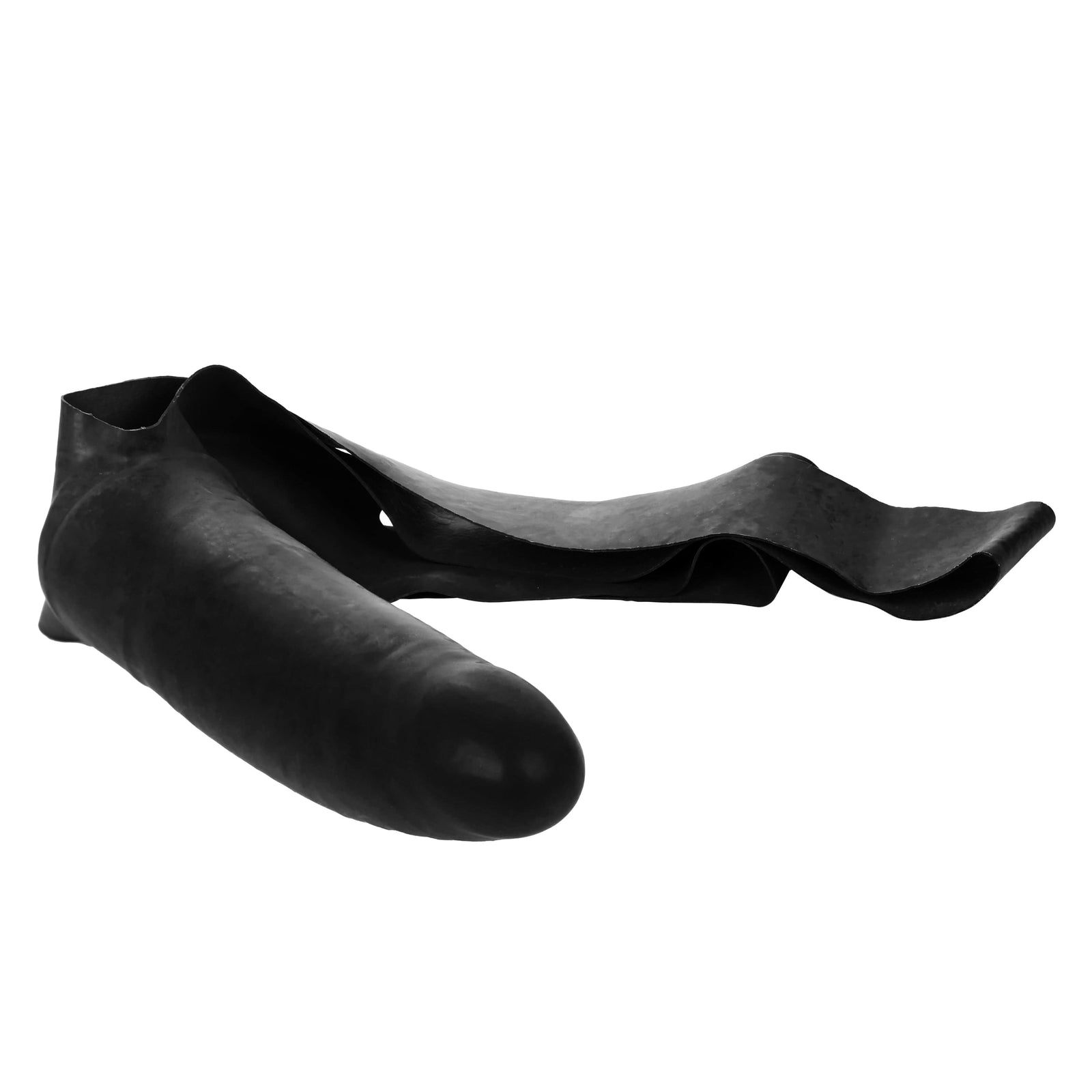 California Exotics - The Original Accommodator Latex Dong Mouth Strap On (Black) - Strap On with Non hollow Dildo for Female (Non Vibration) Durio.sg
