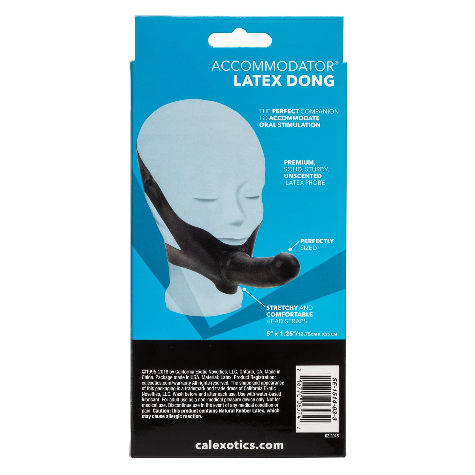 California Exotics - The Original Accommodator Latex Dong Mouth Strap On (Black) - Strap On with Non hollow Dildo for Female (Non Vibration) Durio.sg