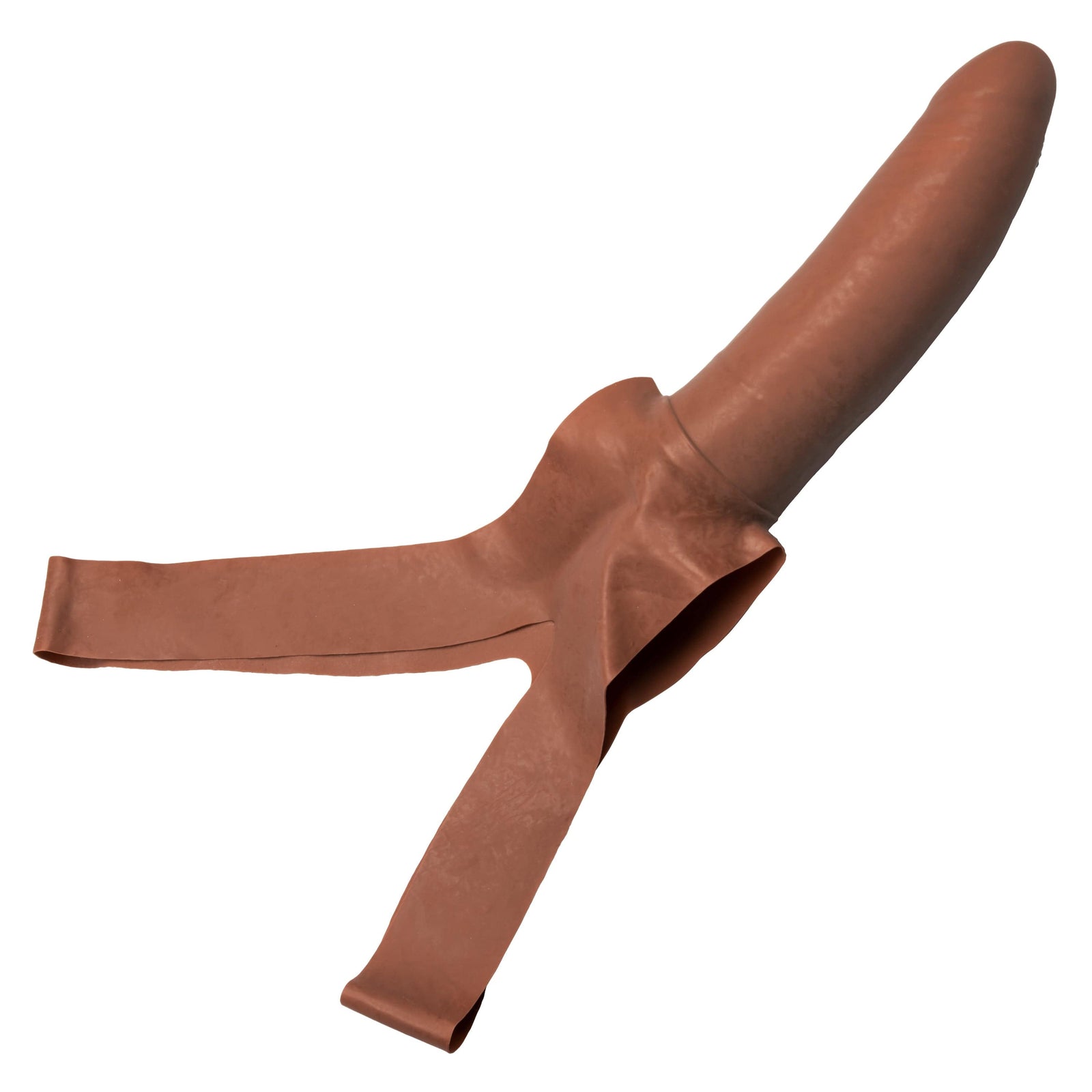 California Exotics - The Original Accommodator Latex Dong Mouth Strap On (Brown) - Strap On with Non hollow Dildo for Female (Non Vibration) Durio.sg