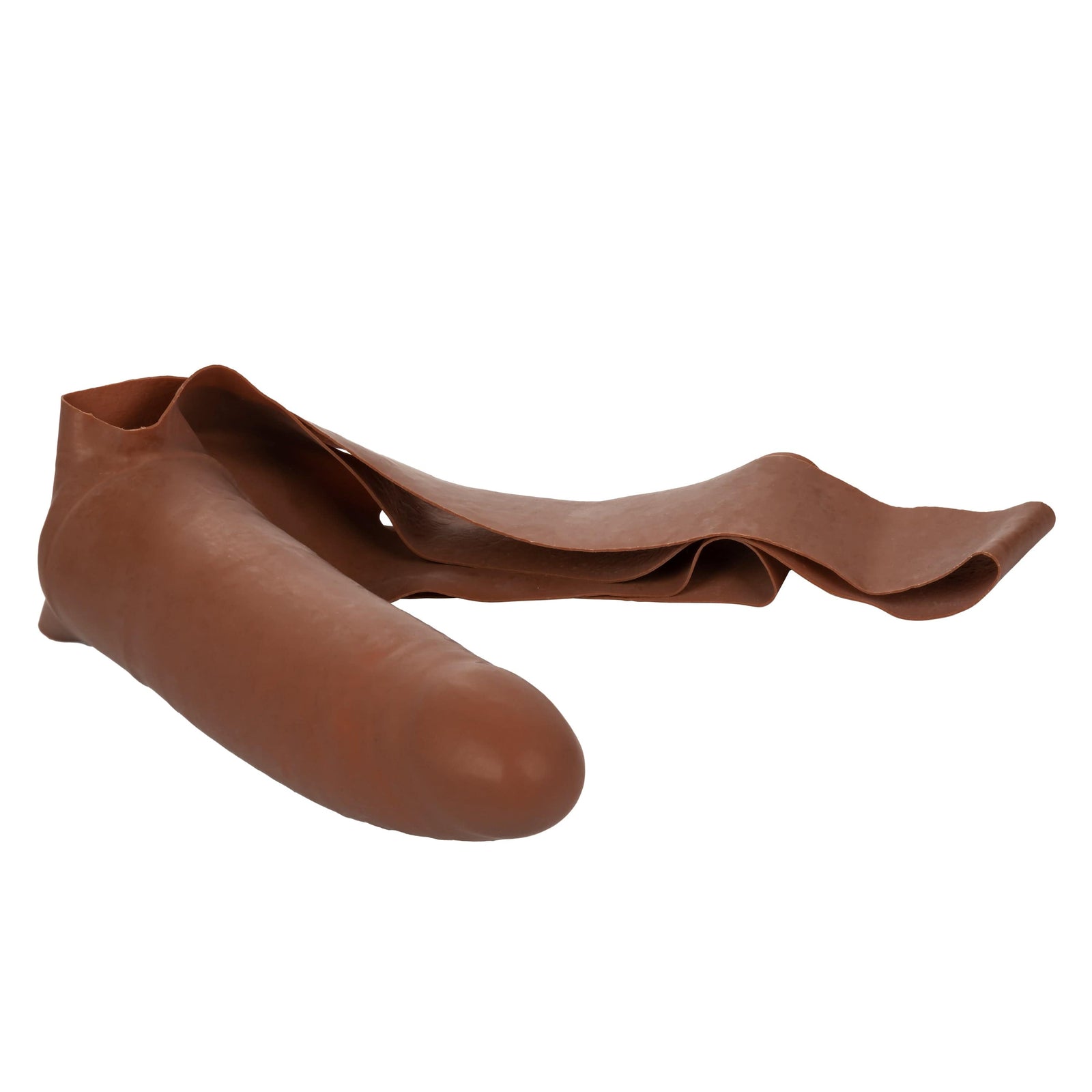 California Exotics - The Original Accommodator Latex Dong Mouth Strap On (Brown) - Strap On with Non hollow Dildo for Female (Non Vibration) Durio.sg
