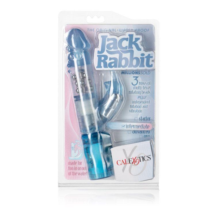 California Exotics - The Original Waterproof 3 Rows Jack Rabbit Vibrator Intermediate (Blue) - Rabbit Dildo (Vibration) Non Rechargeable Durio.sg