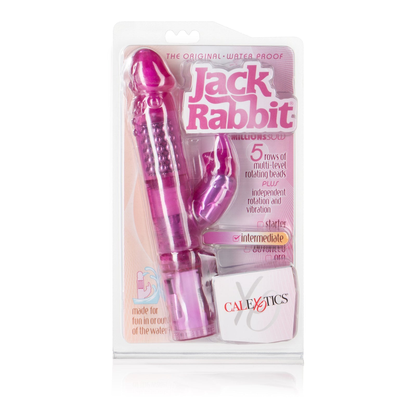 California Exotics - The Original Waterproof 5 Rows Jack Rabbit Vibrator Starter (Pink) - Rabbit Dildo (Vibration) Non Rechargeable Durio.sg