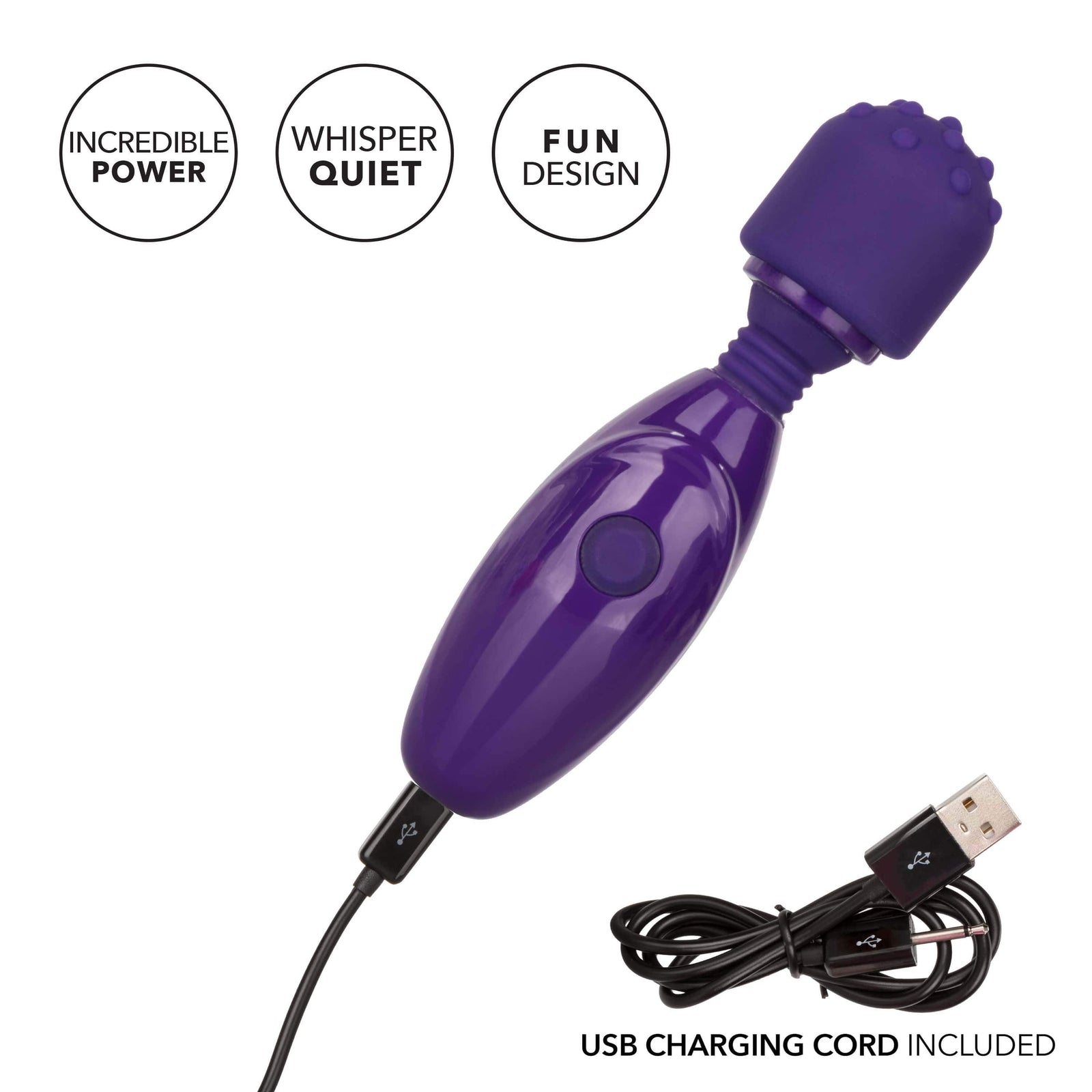 California Exotics - Tiny Teasers Nubby Mini Wand Massager (Purple) - Mini Wand Massagers (Vibration) Non Rechargeable Durio.sg